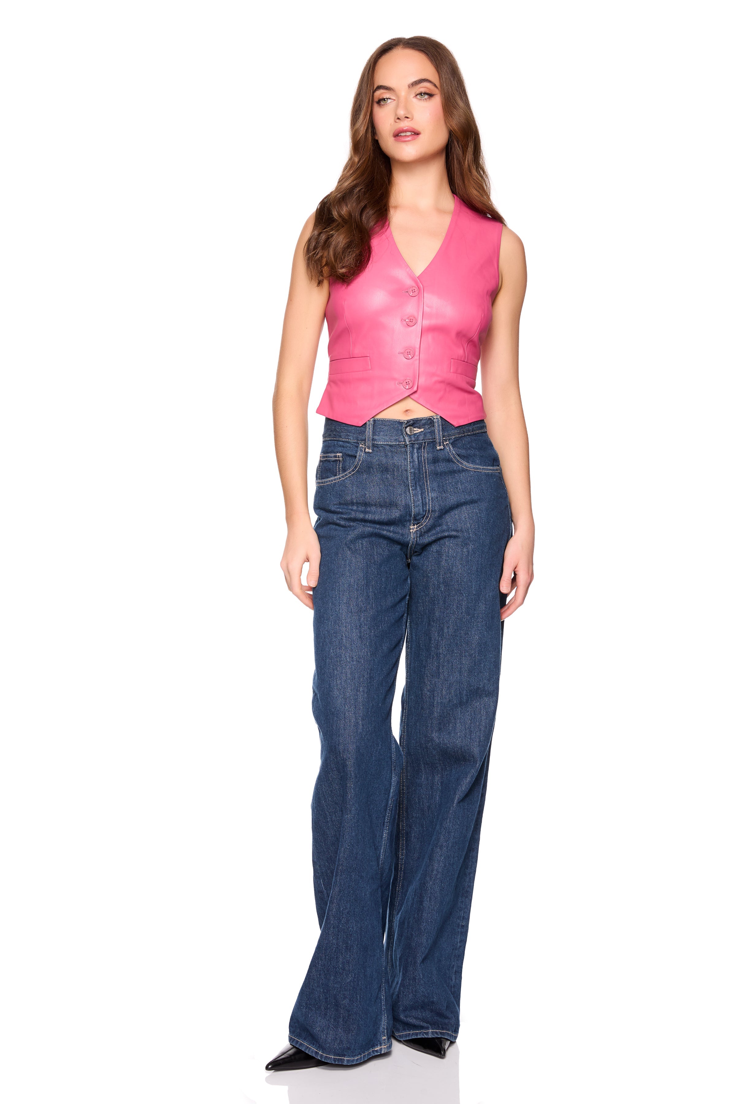 faux leather vest azalea