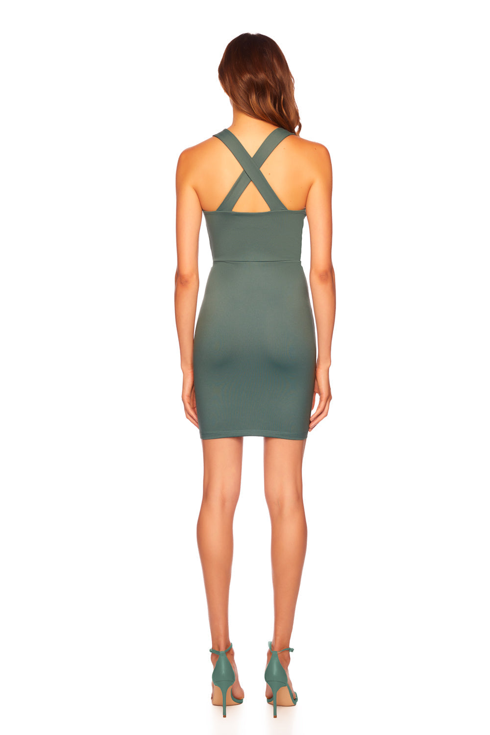 deep v circle wire x back dress