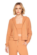 crop zip hoodie caramel