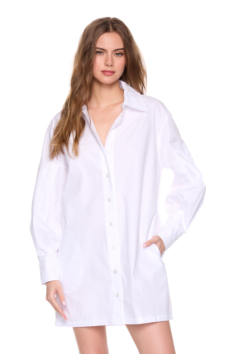 poplin button down shirt dress