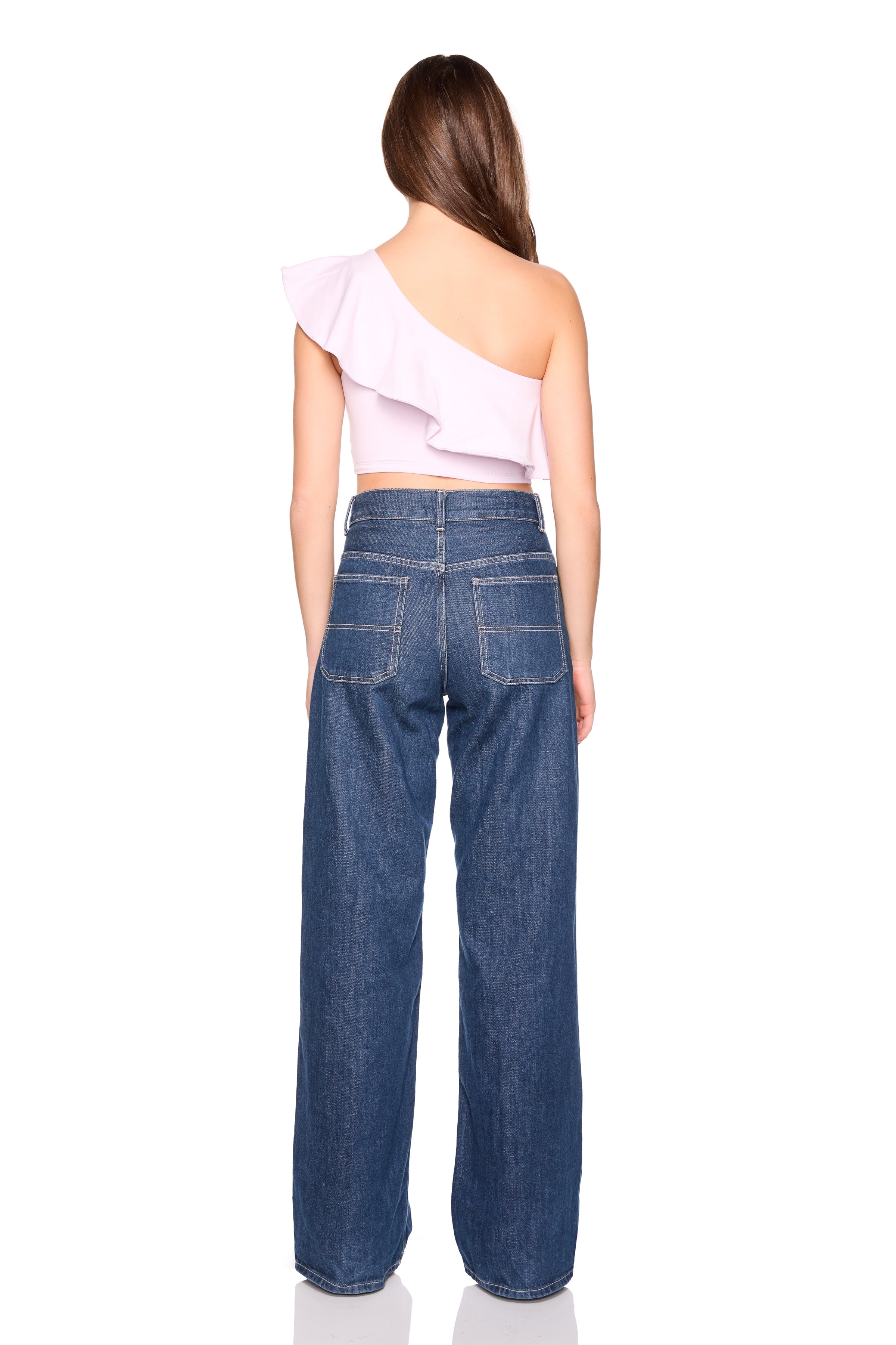 contrast flutter one shoulder top