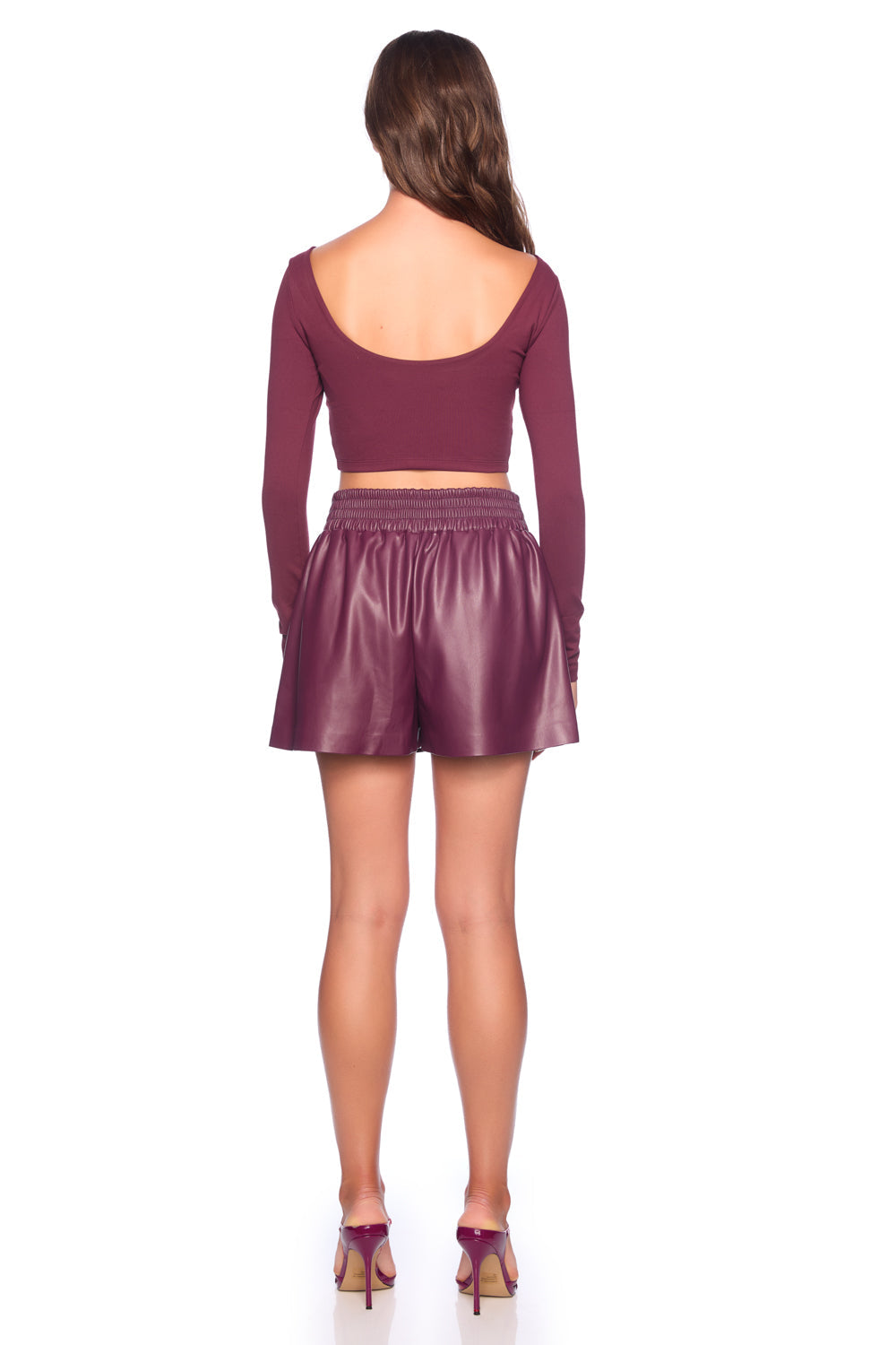 faux leather pleated short
