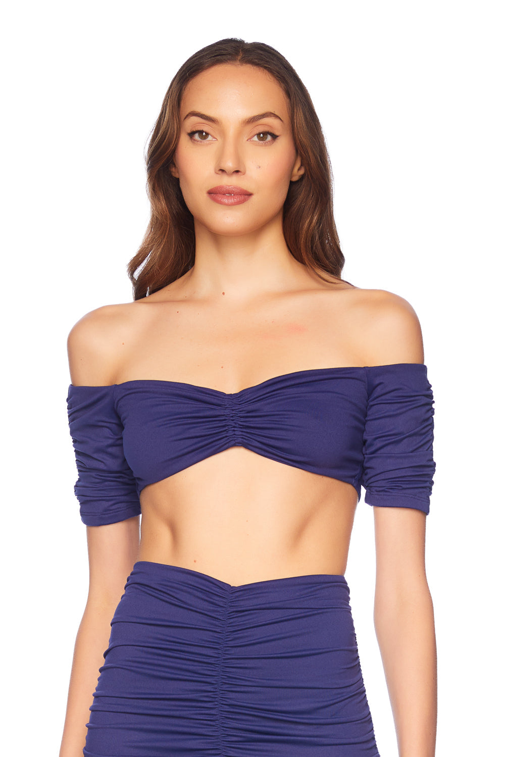 gathered off the shoulder micro top