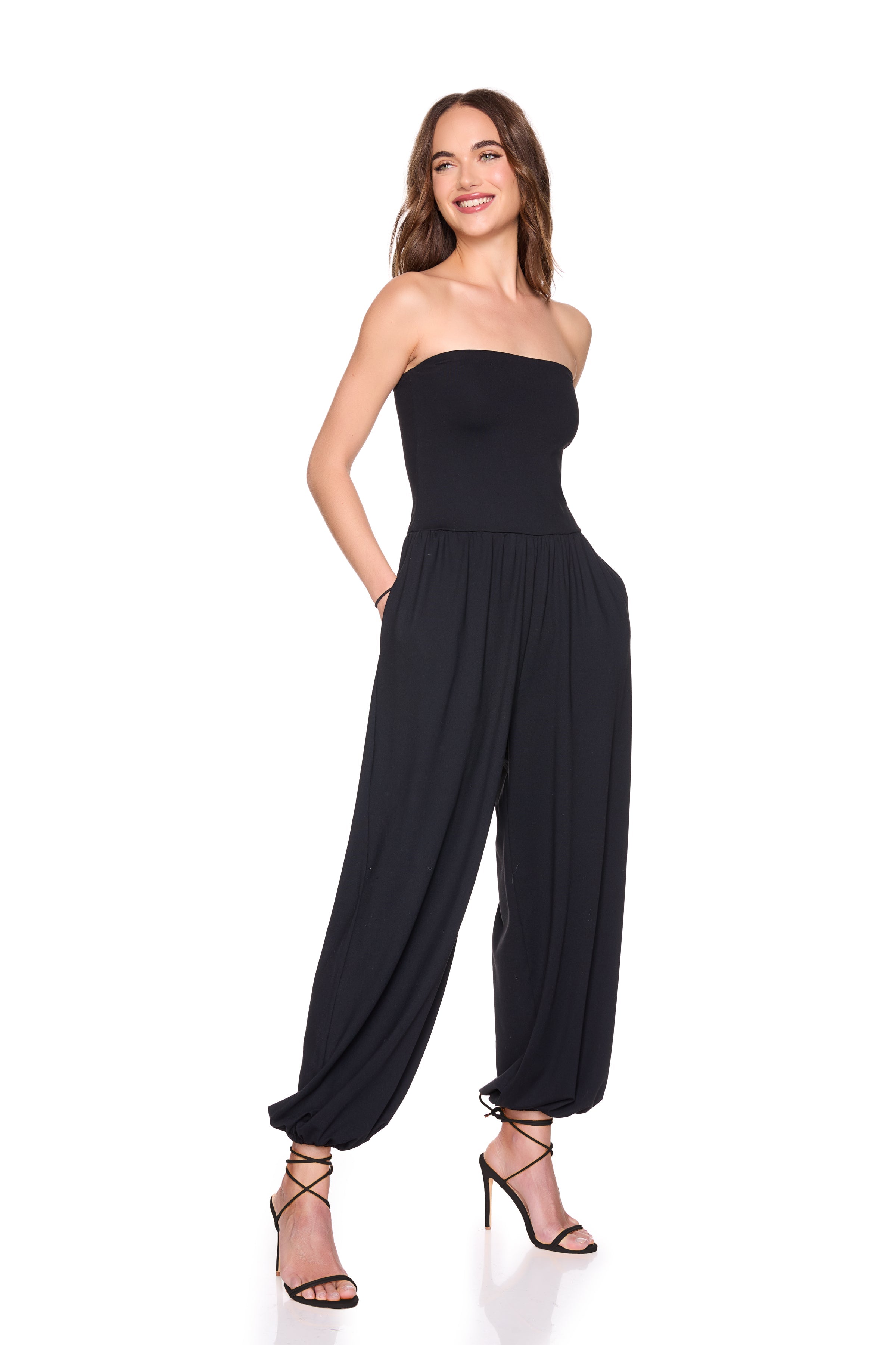 tube gathered ankle jumpsuit