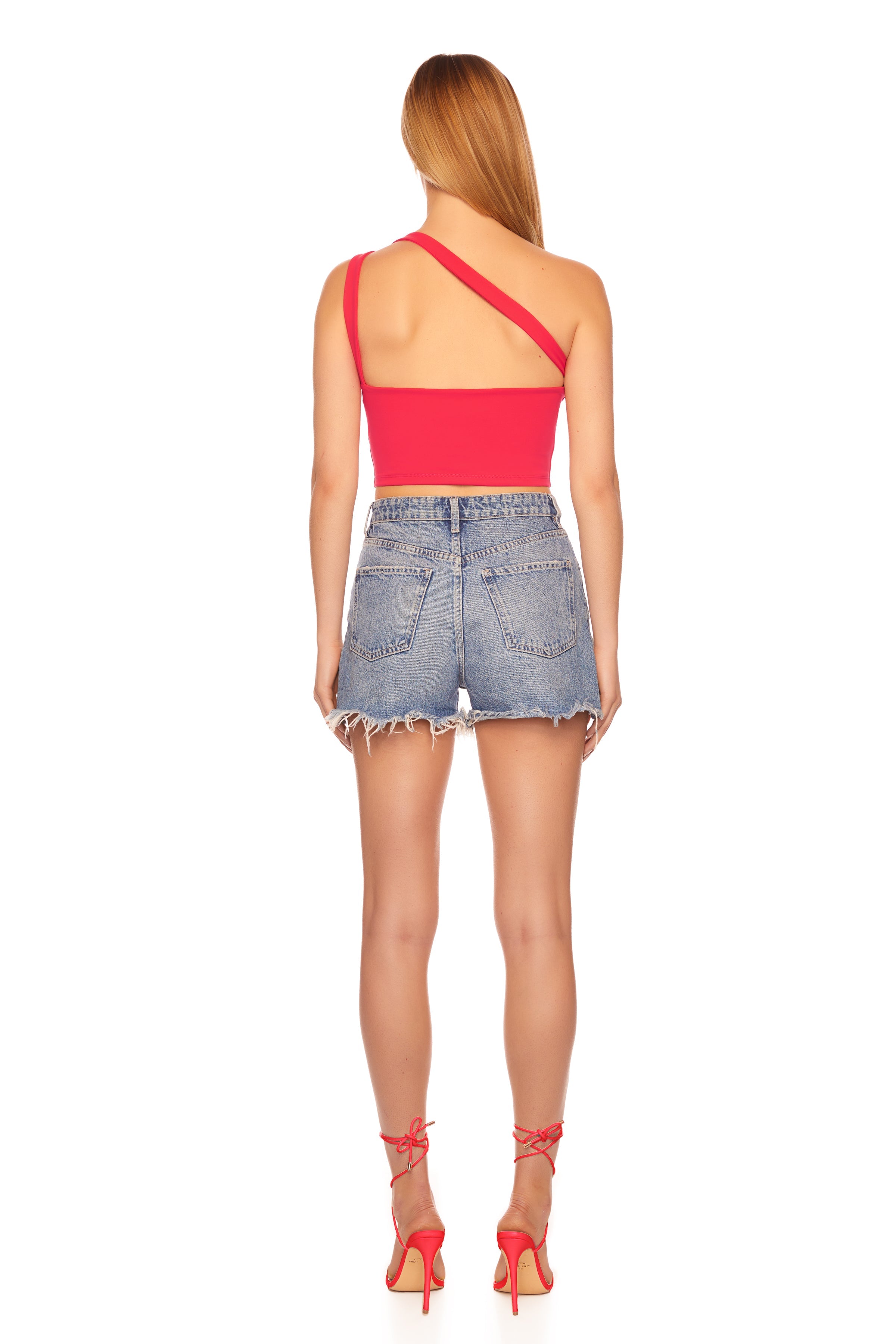 one arm open strap back top