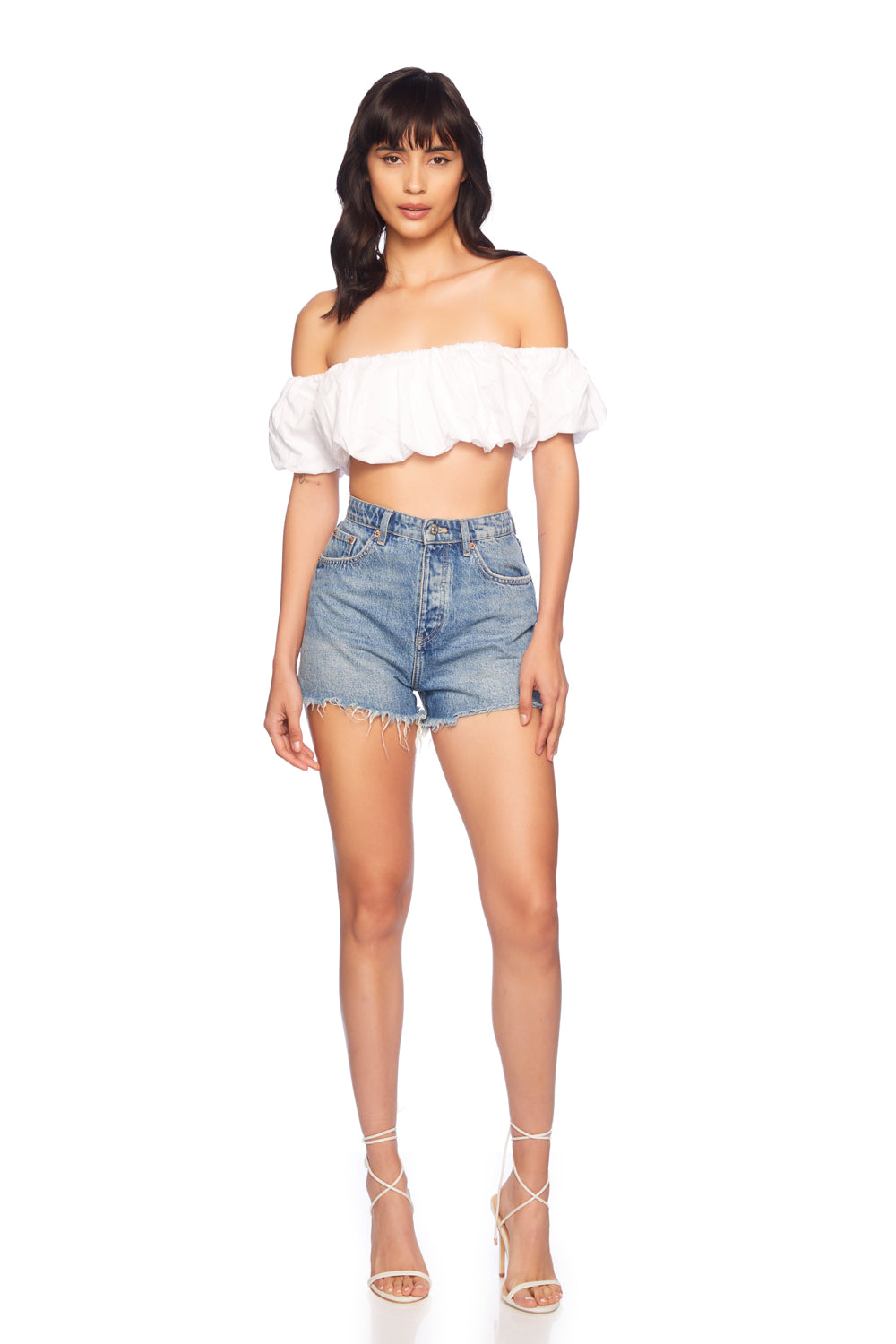 poplin gathered crop top