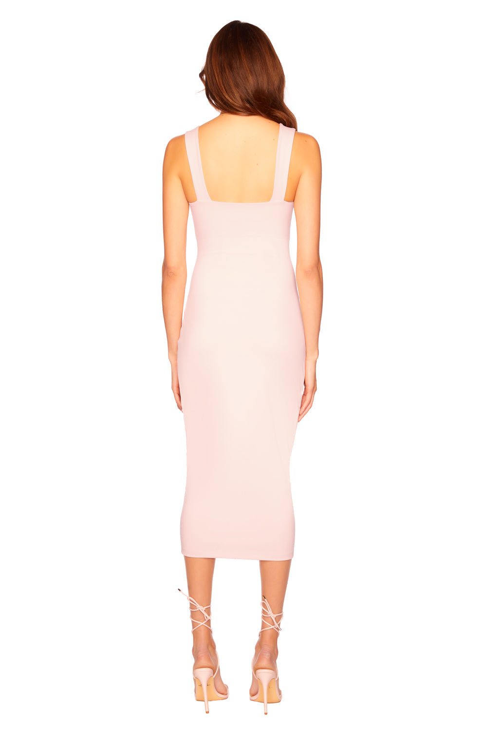 angled strap tank midi dress