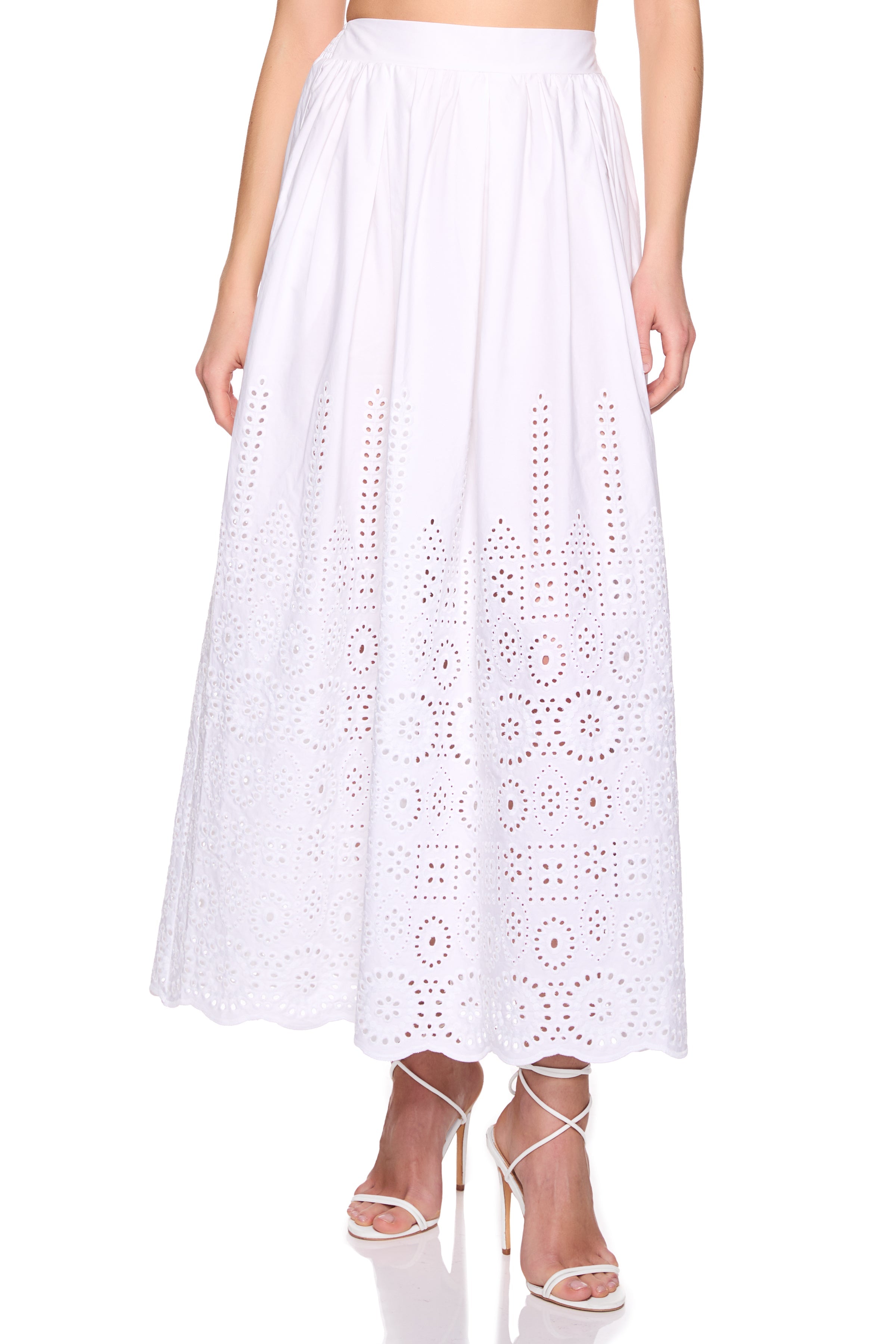 embroidered poplin skirt