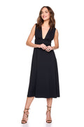 low front flared midi dress