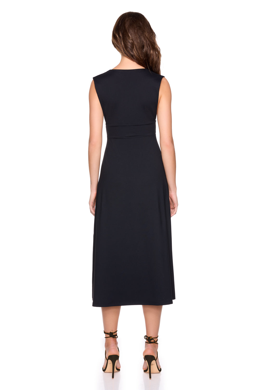 low front flared midi dress