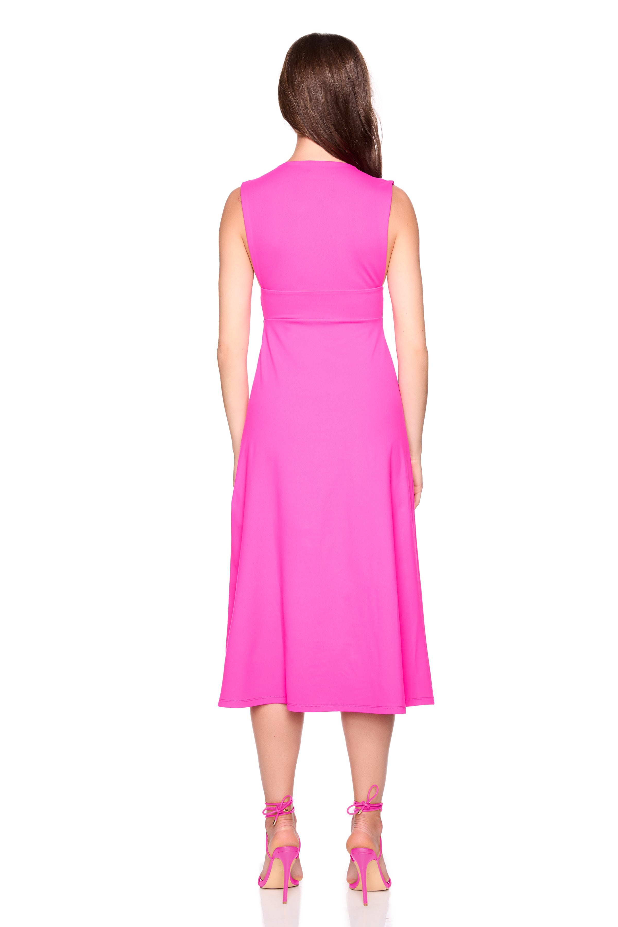 low front flared midi dress