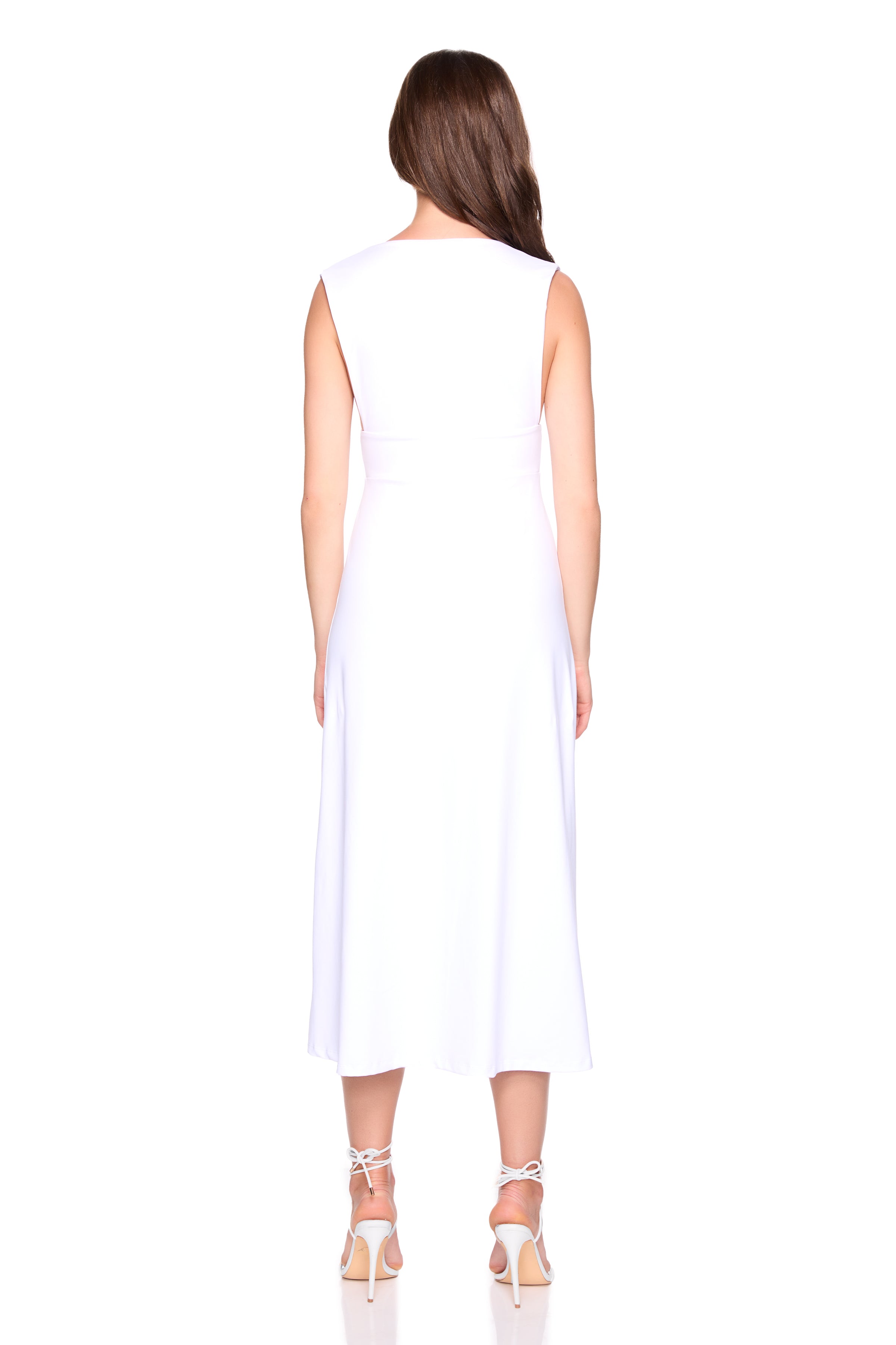 low front flared midi dress