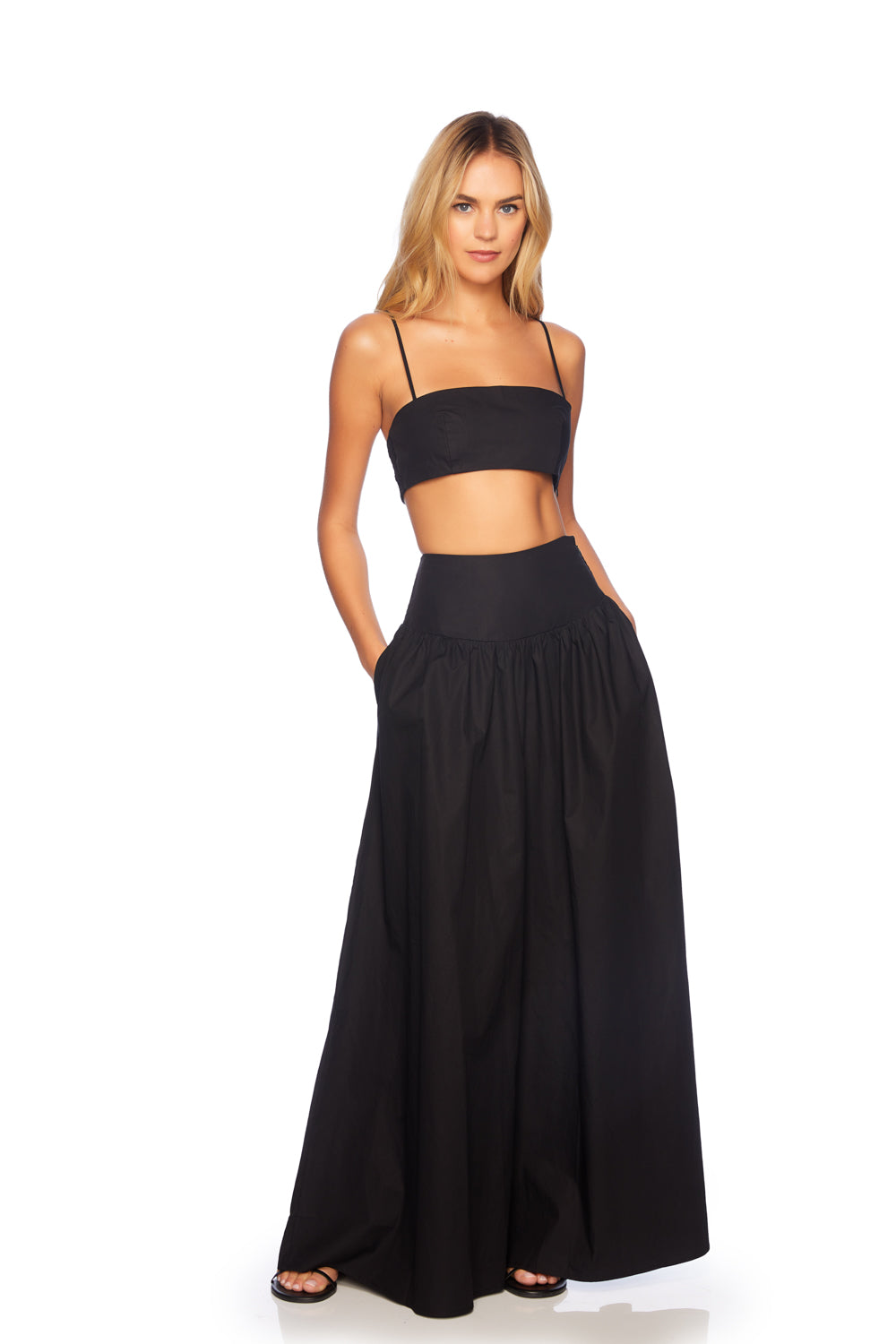 poplin drop waist skirt