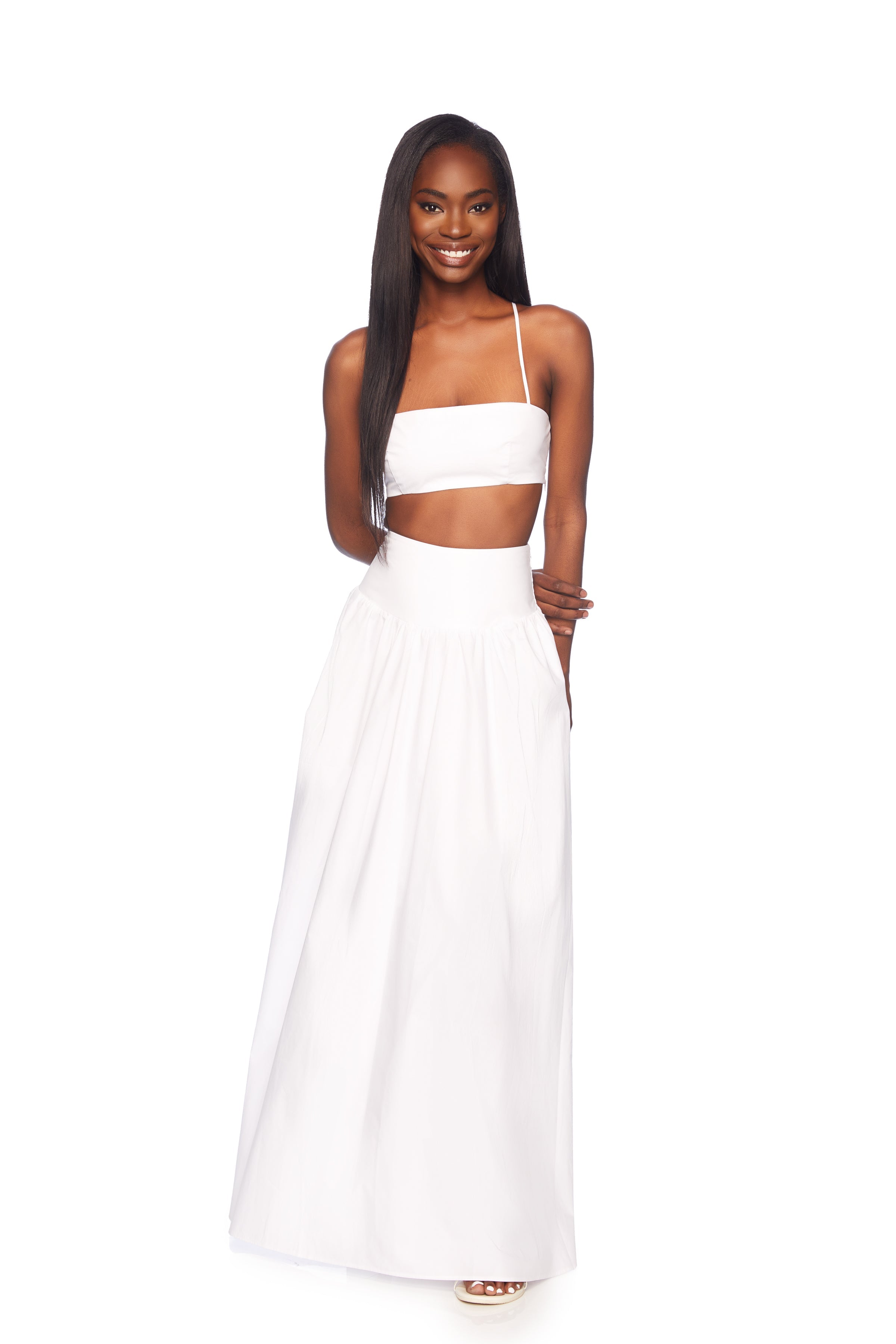 poplin drop waist skirt