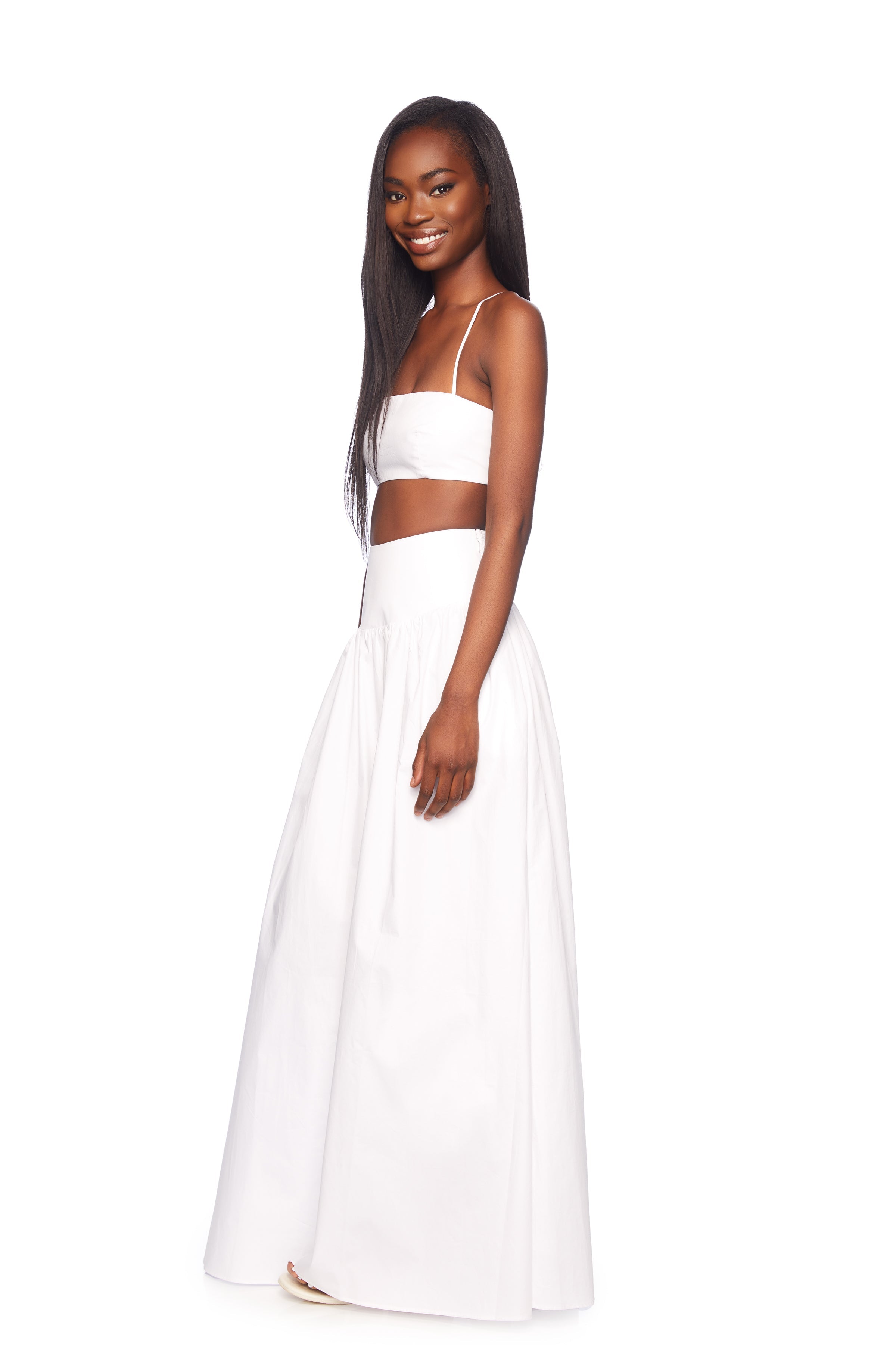 poplin drop waist skirt