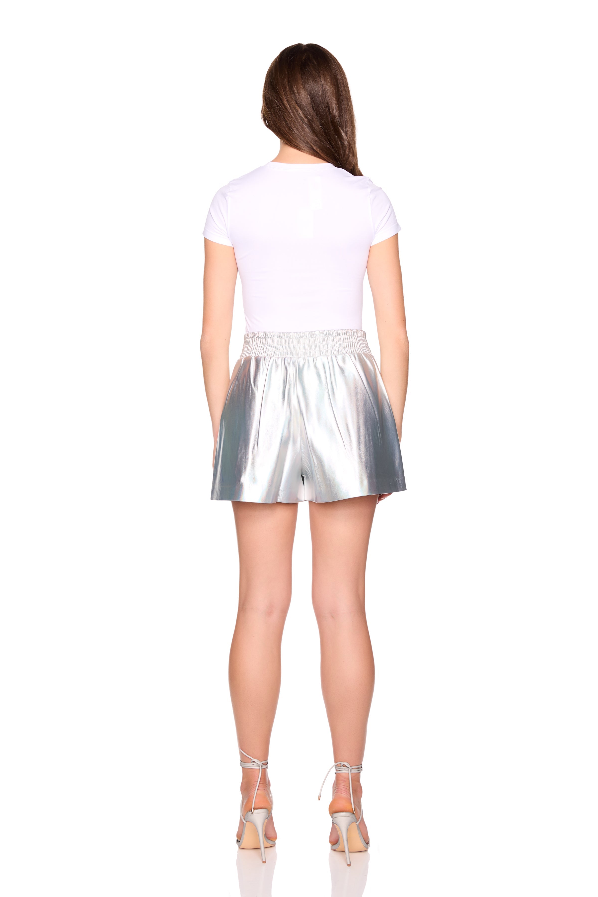 faux leather pleated short