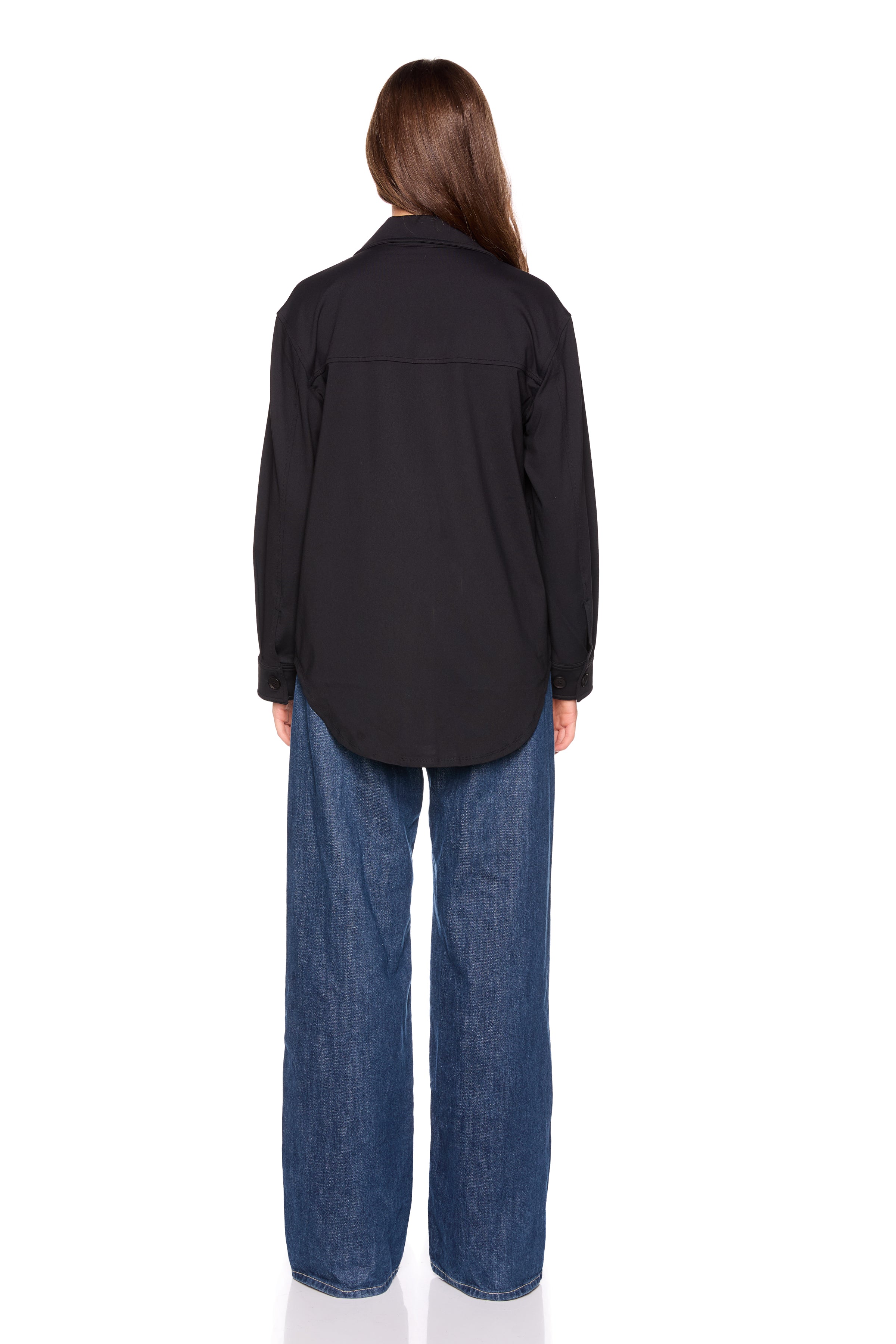 knit shirt pocket jacket black