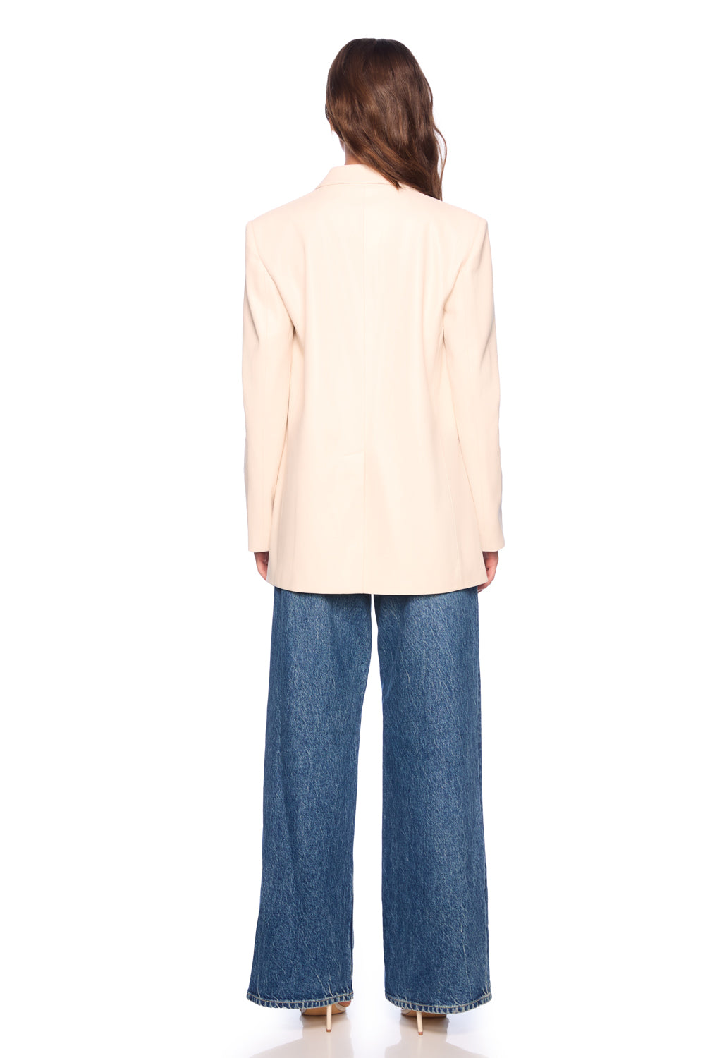 faux leather boyfriend jacket blanched almond