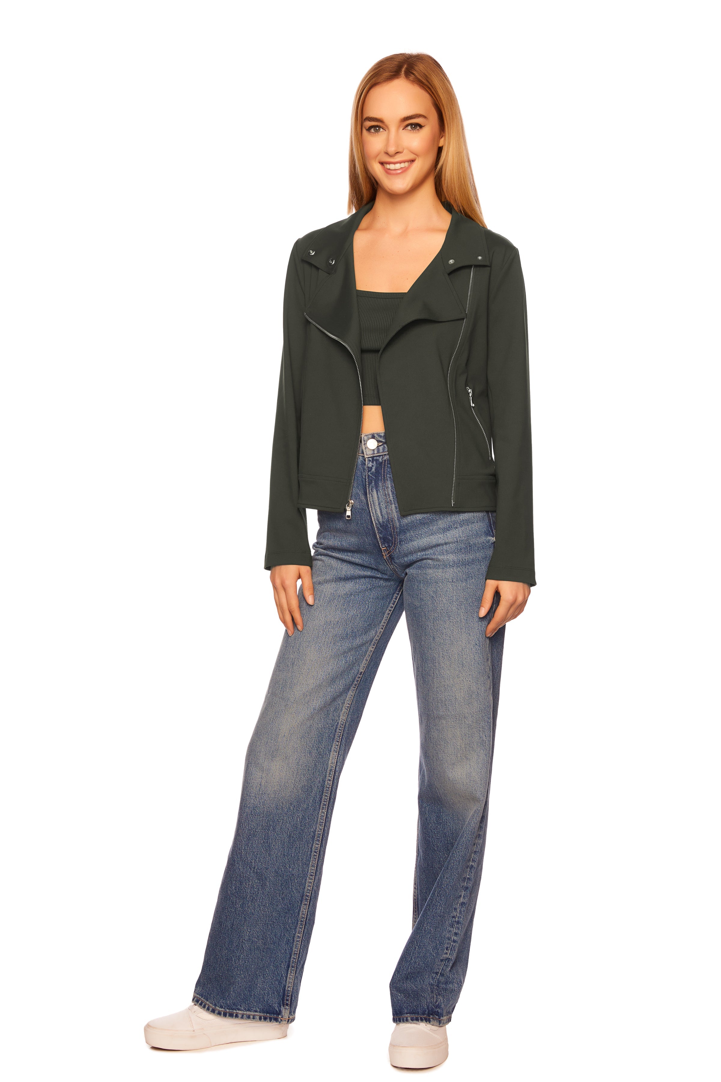 knit moto jacket hunter