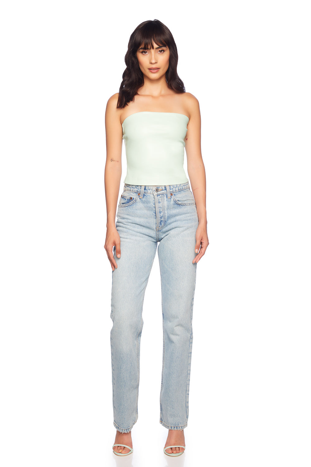 faux leather tube top mint chip