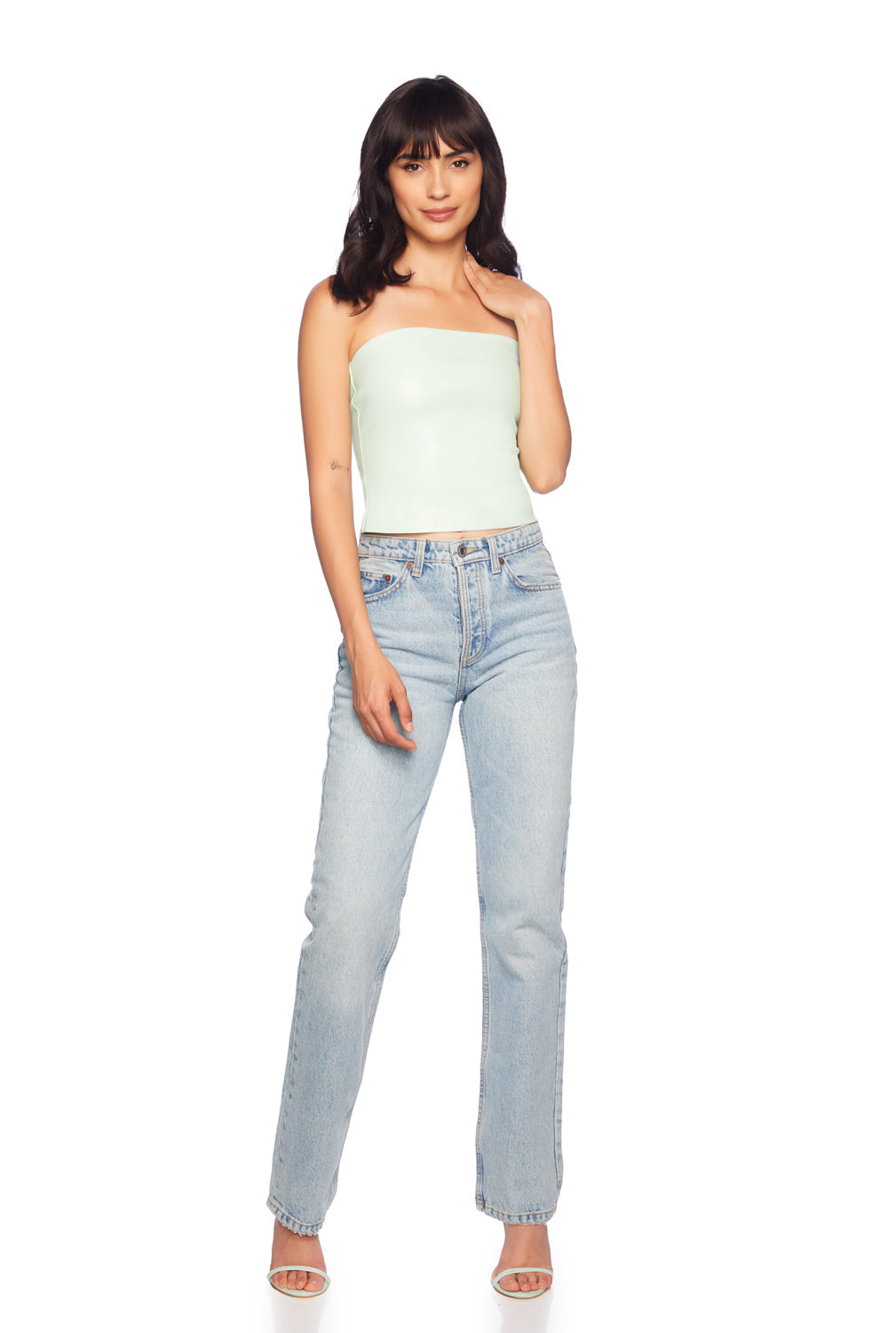 faux leather tube top mint chip