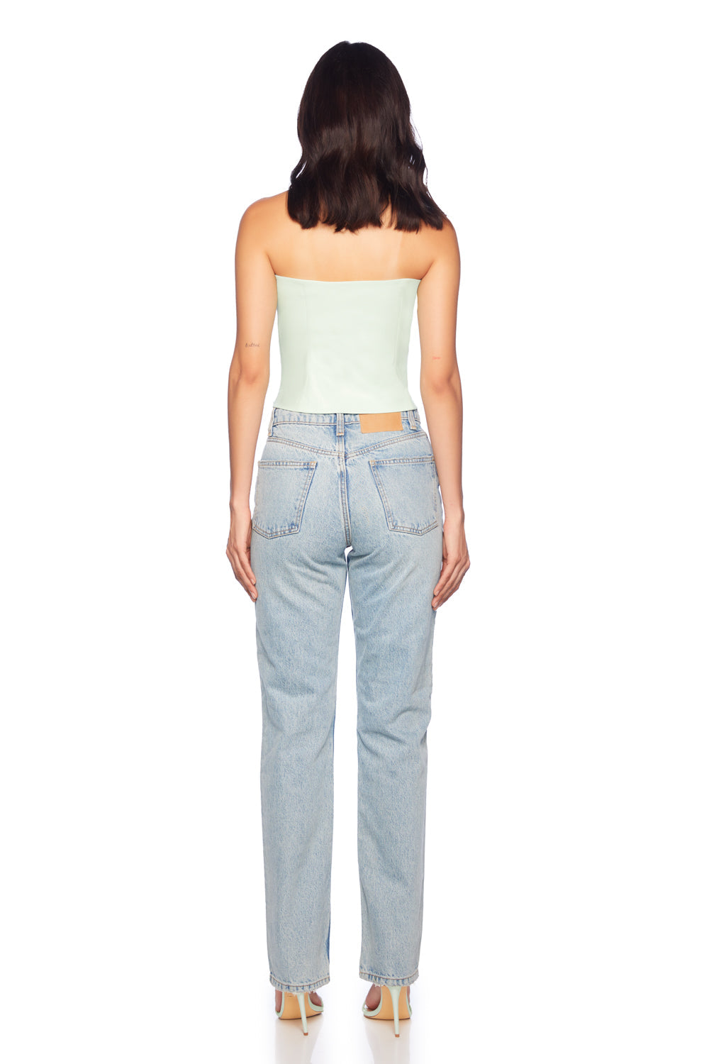 faux leather tube top mint chip