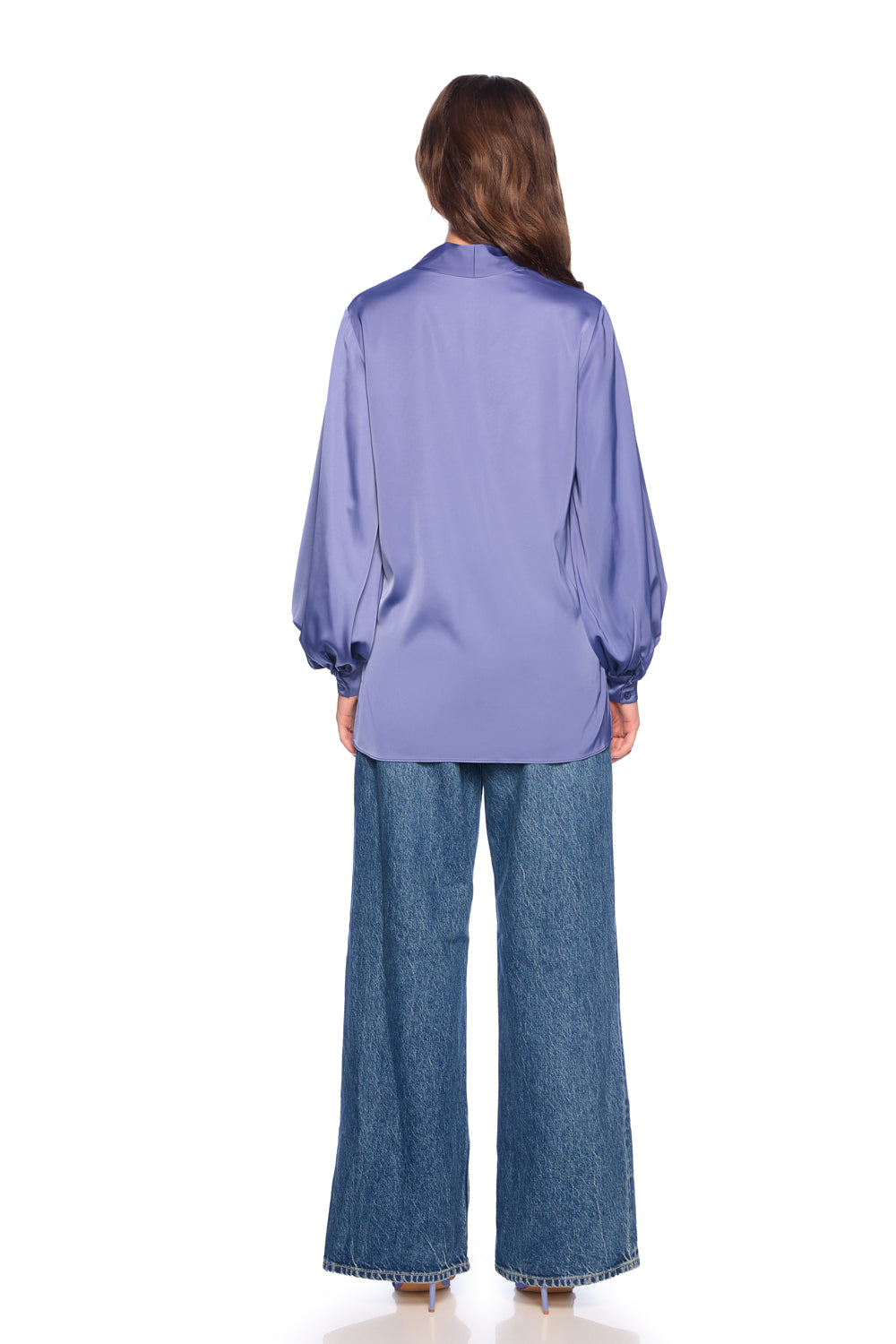 matte satin tie blouse