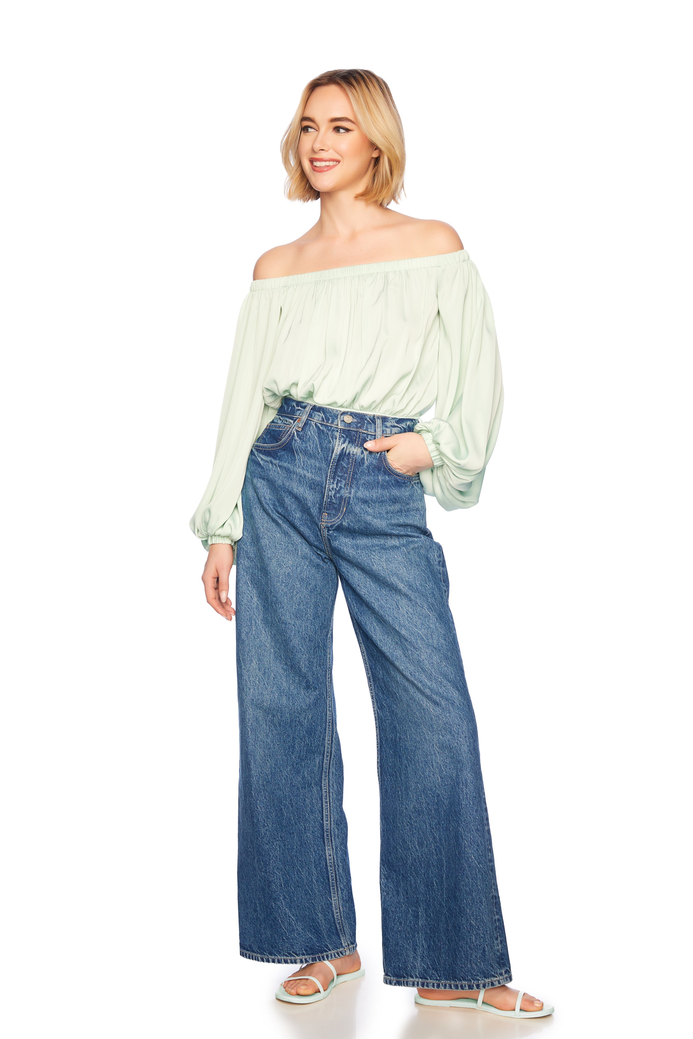 matte satin off shoulder bodysuit