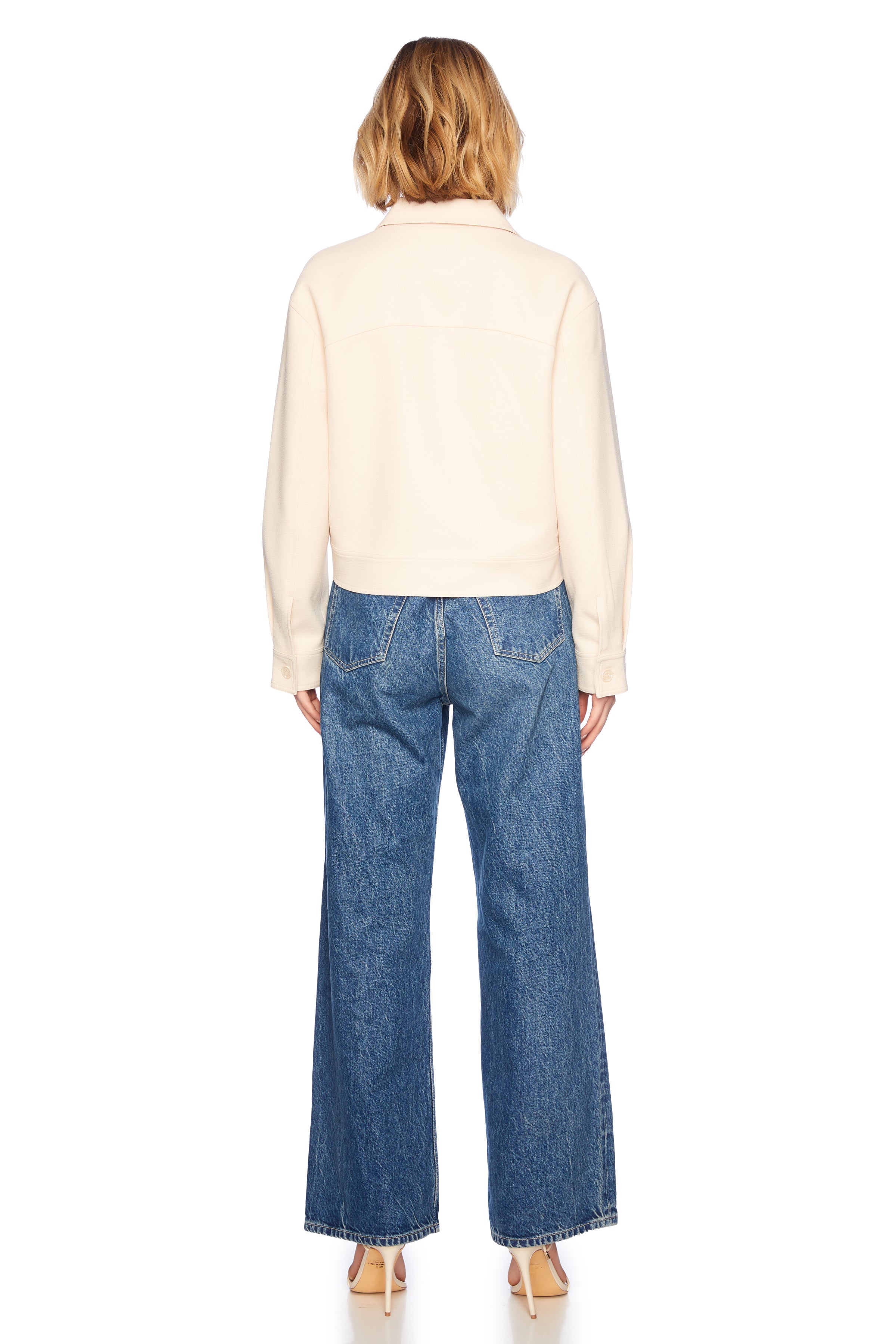 pebble weave oversized cargo jacket belgian creme