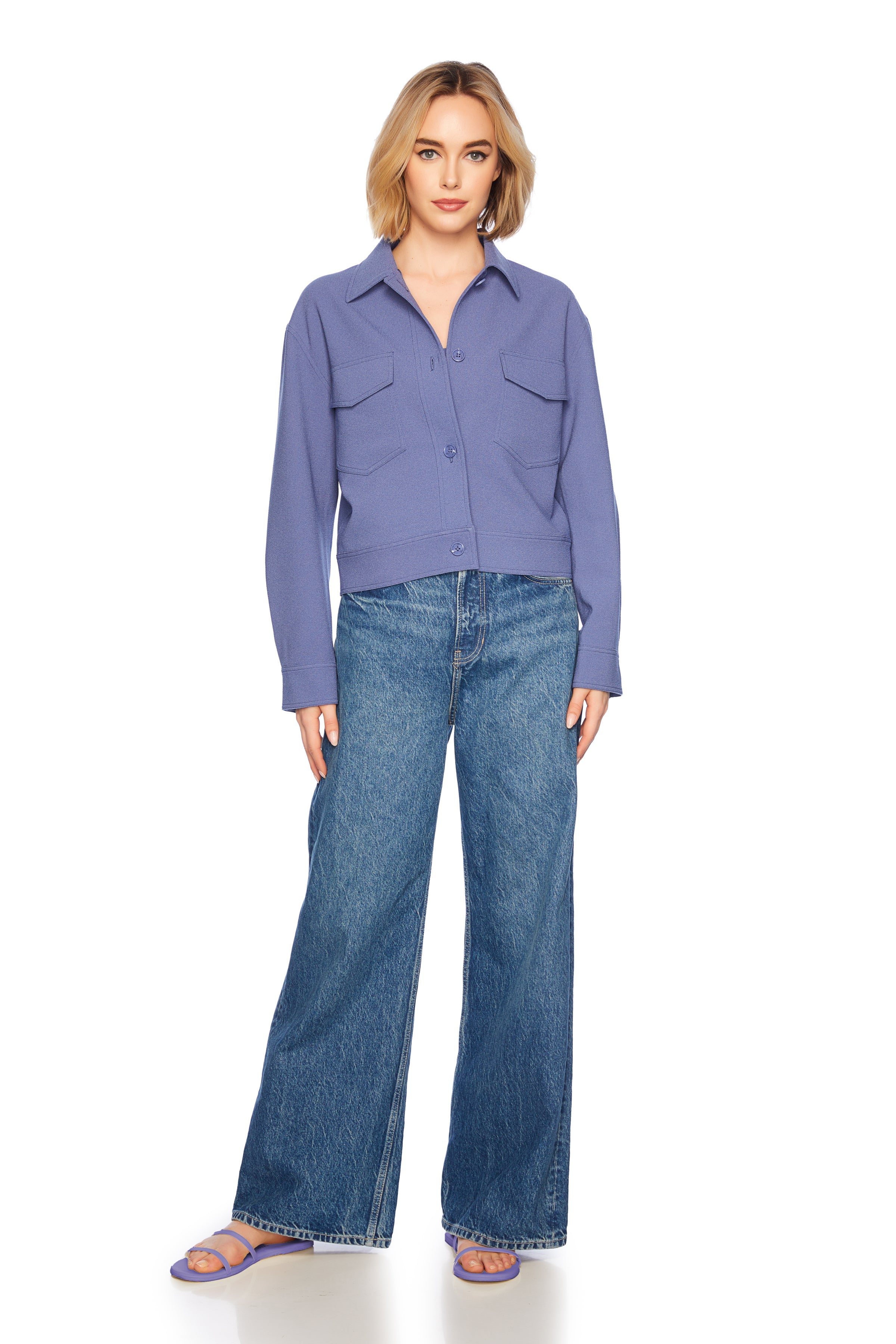 pebble weave oversized cargo jacket mediterranean