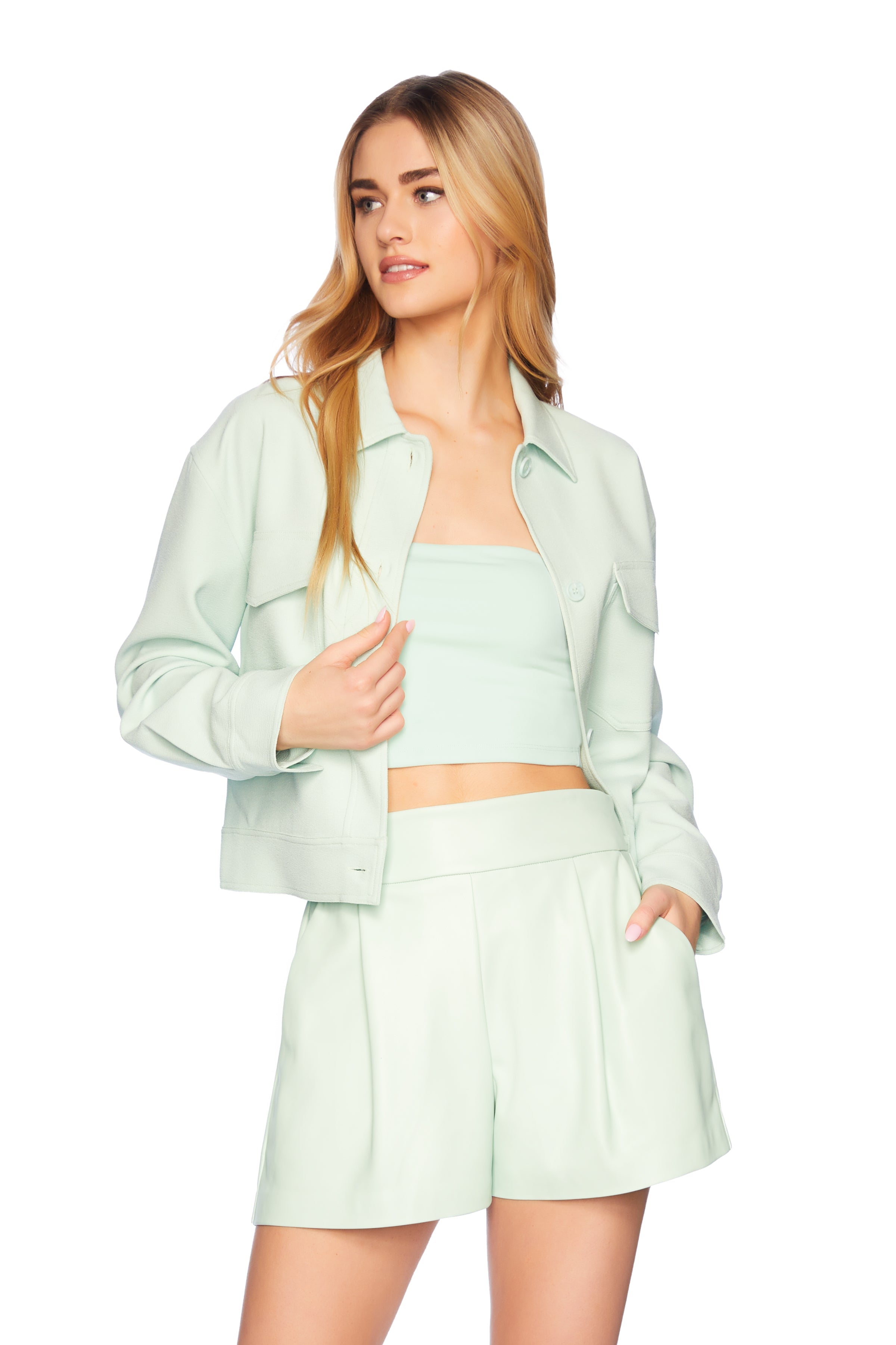 faux leather pleated short