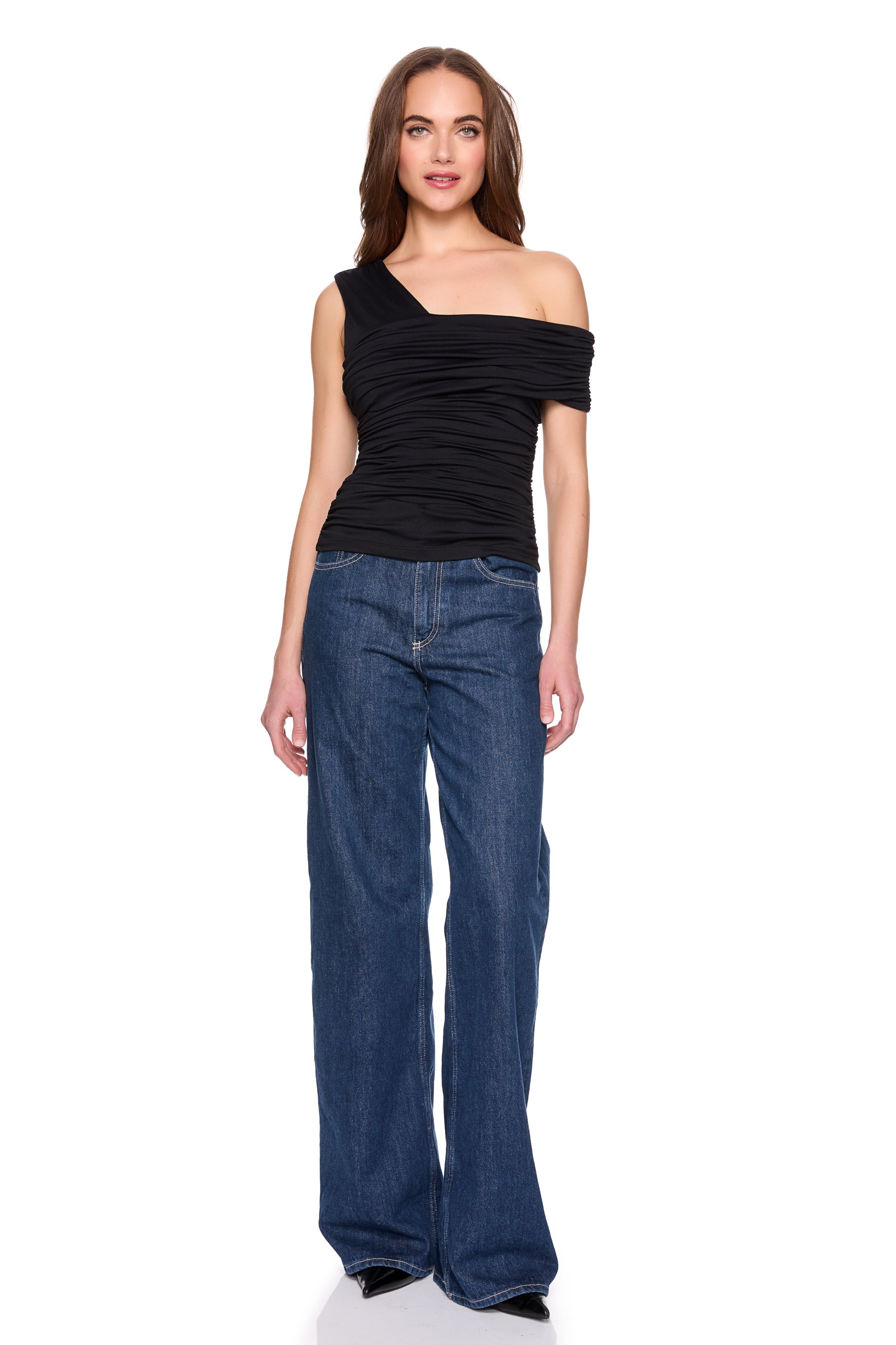 one arm off shoulder top