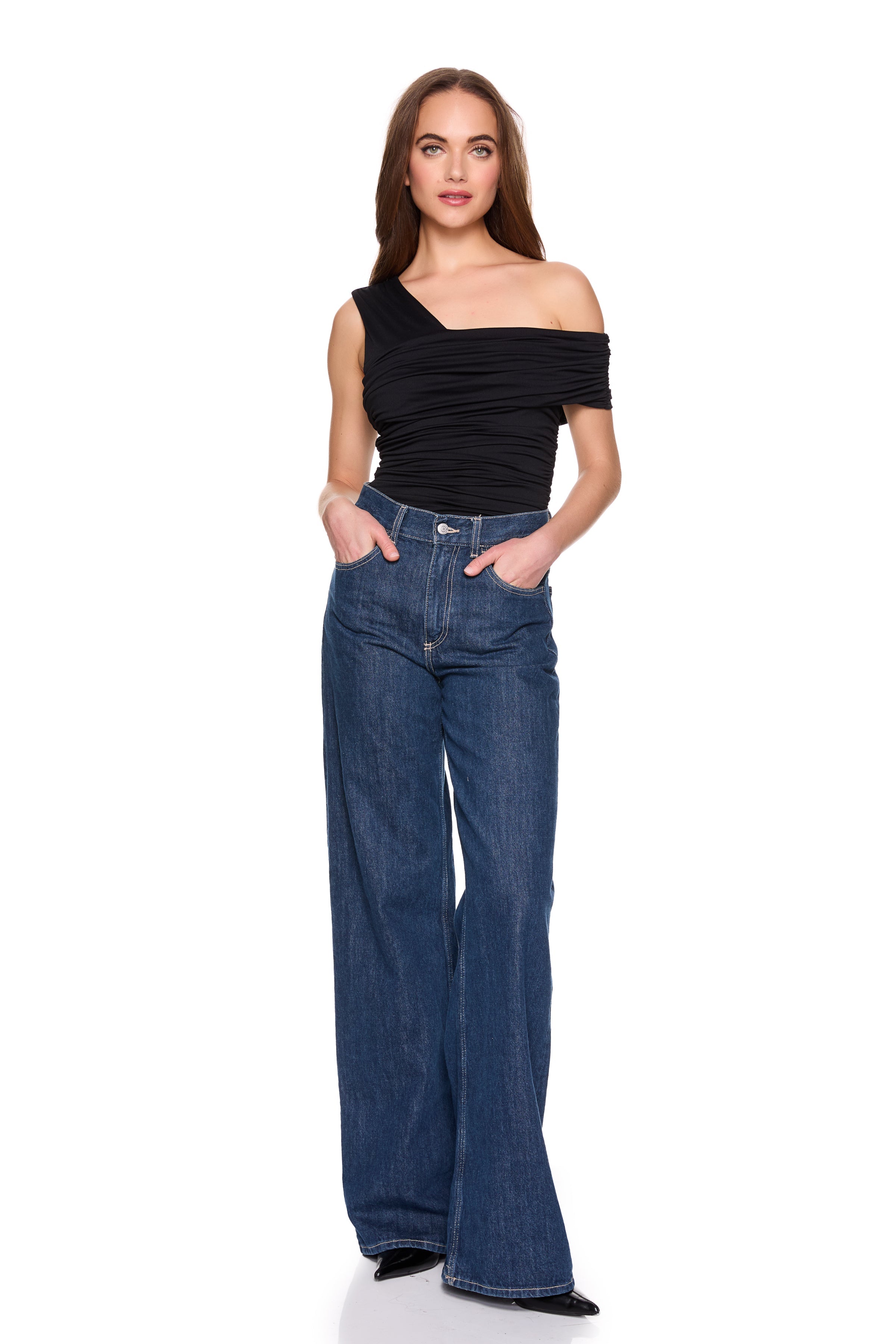 one arm off shoulder top