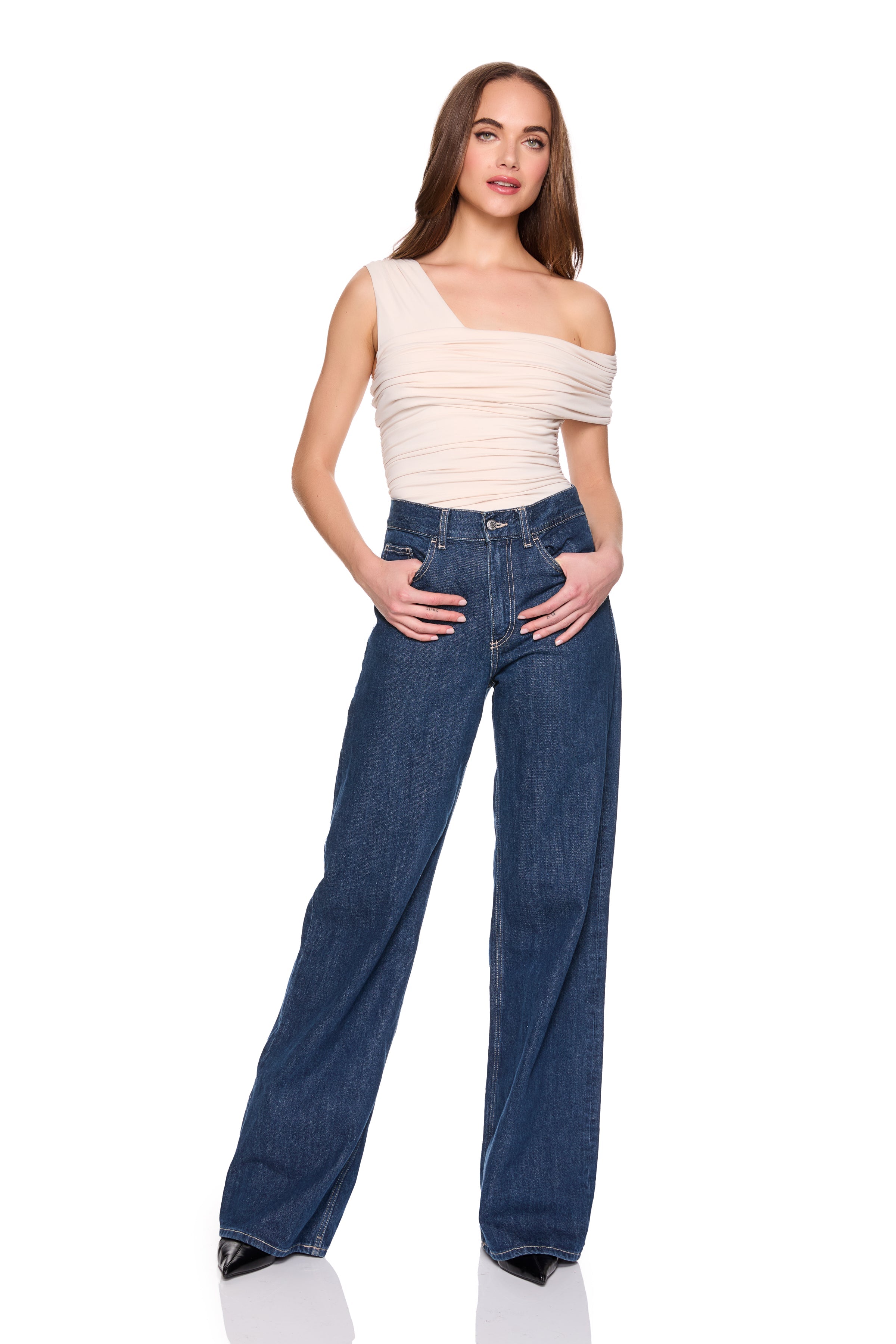 one arm off shoulder top