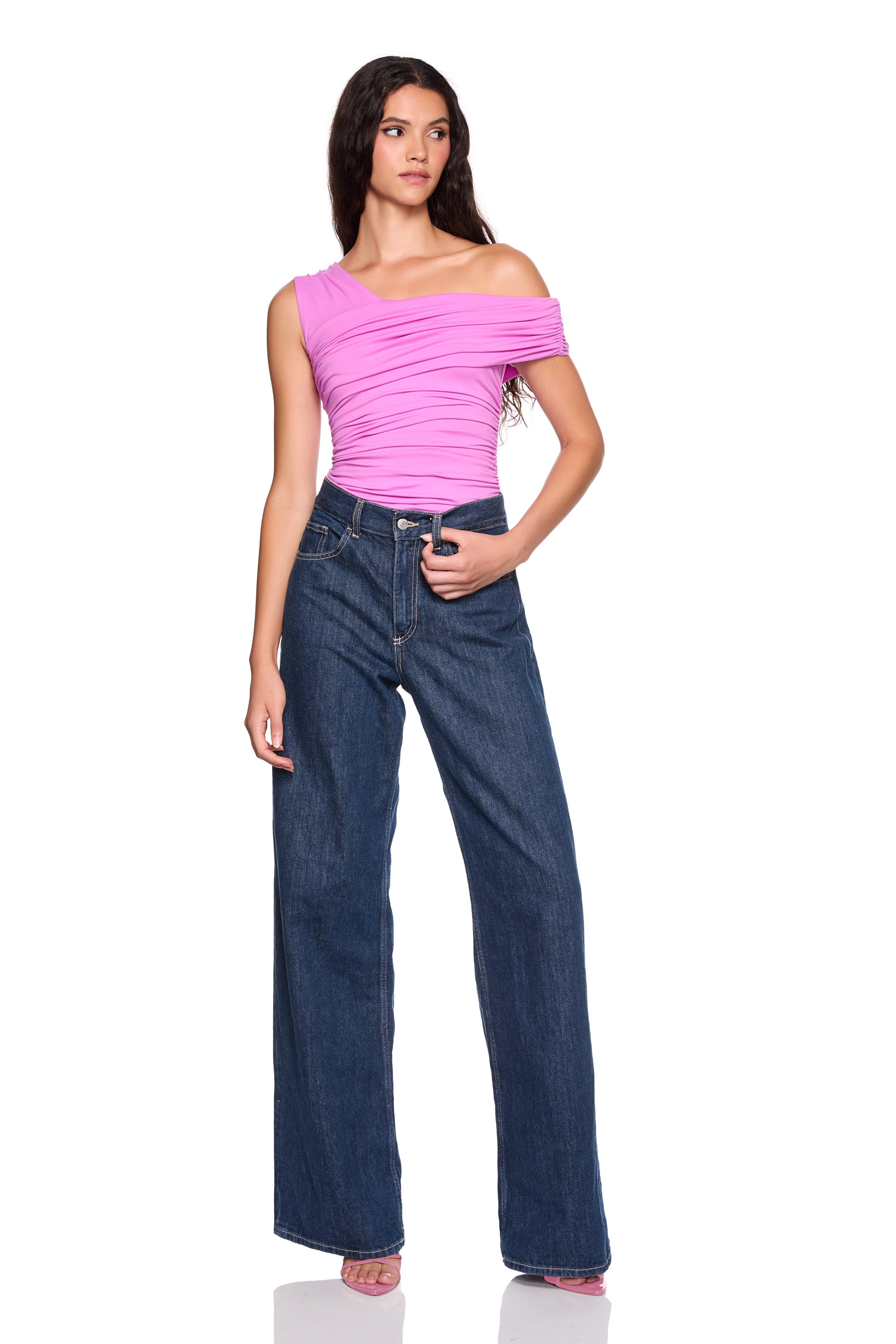 one arm off shoulder top