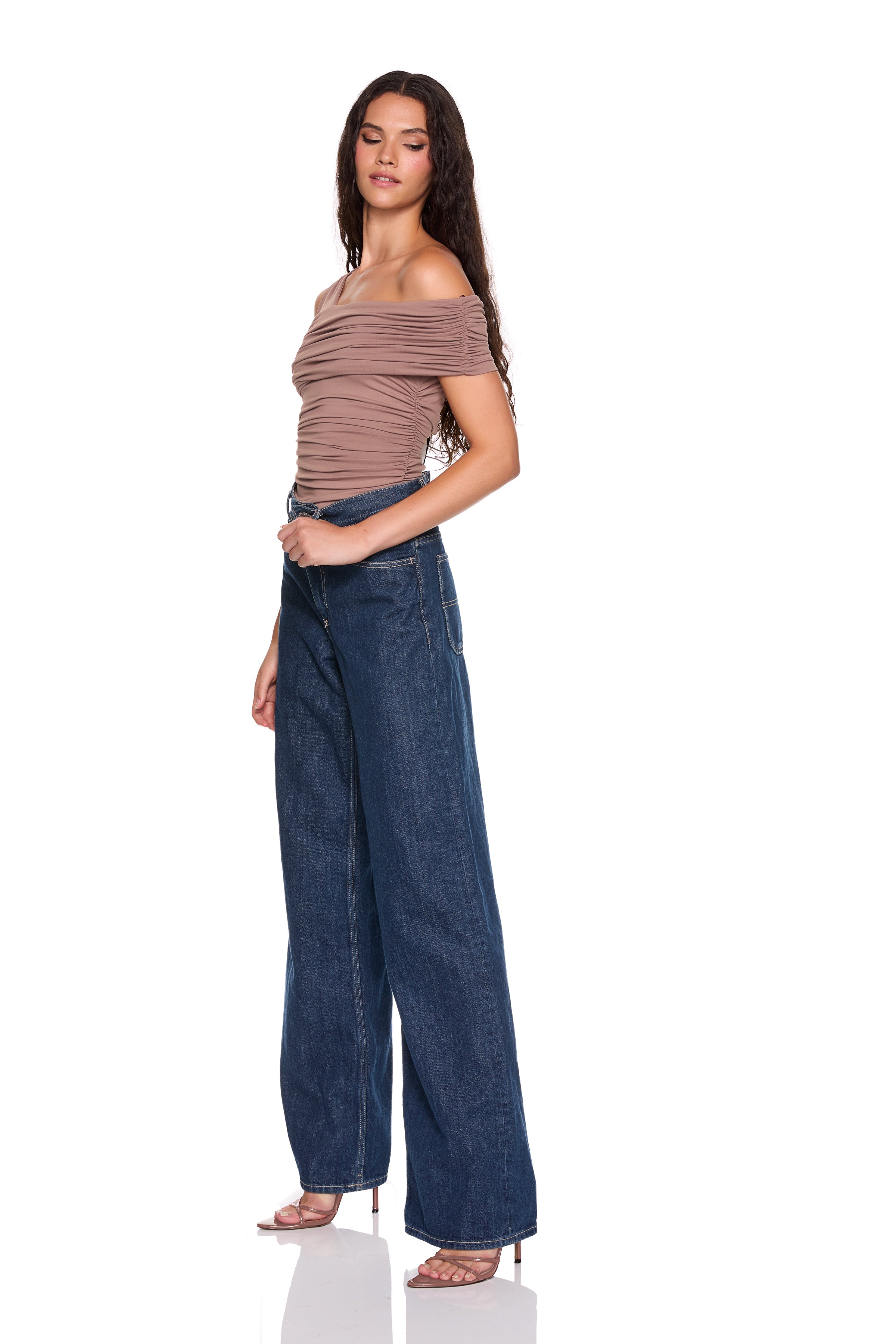 one arm off shoulder top