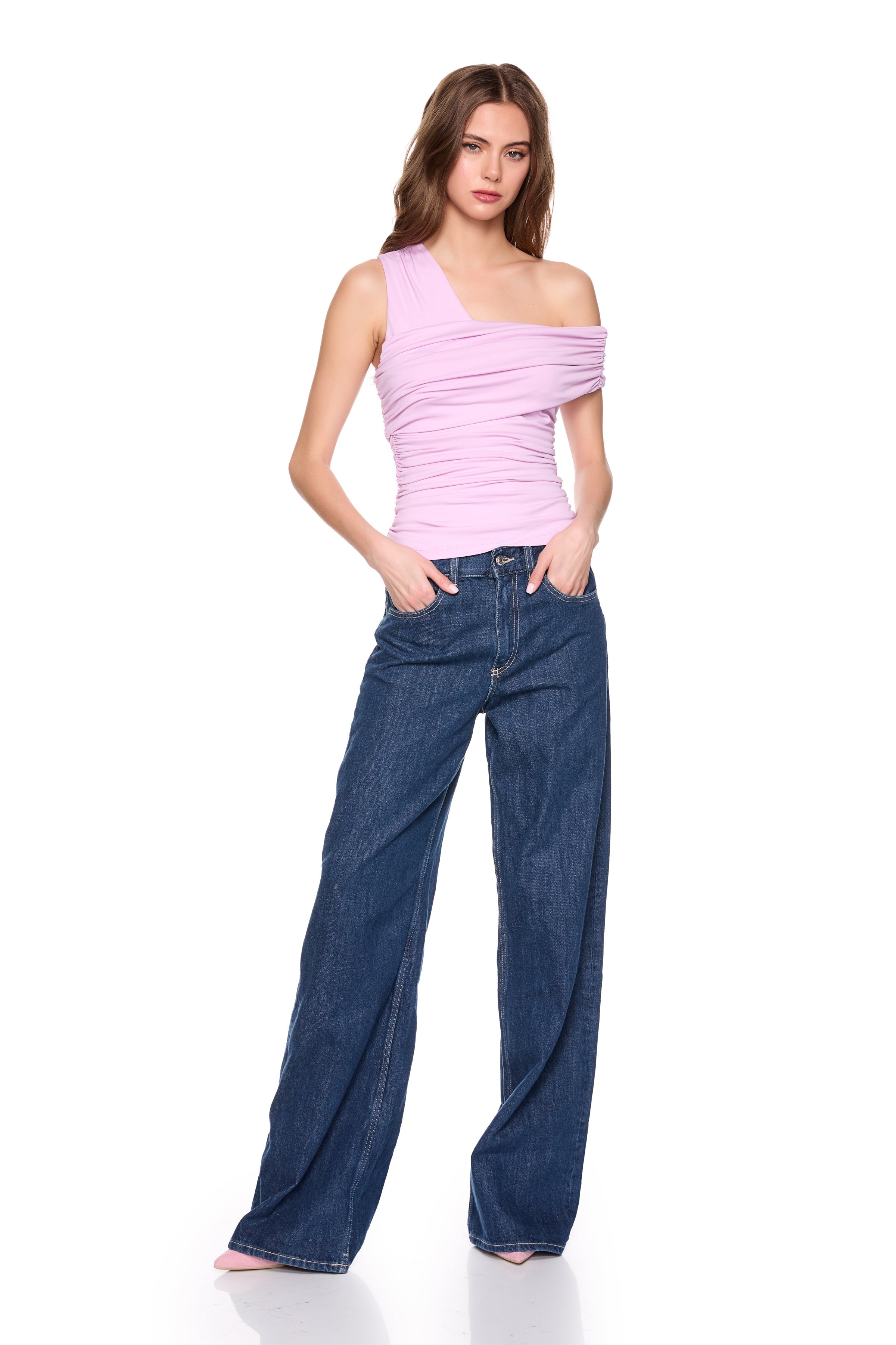 one arm off shoulder top