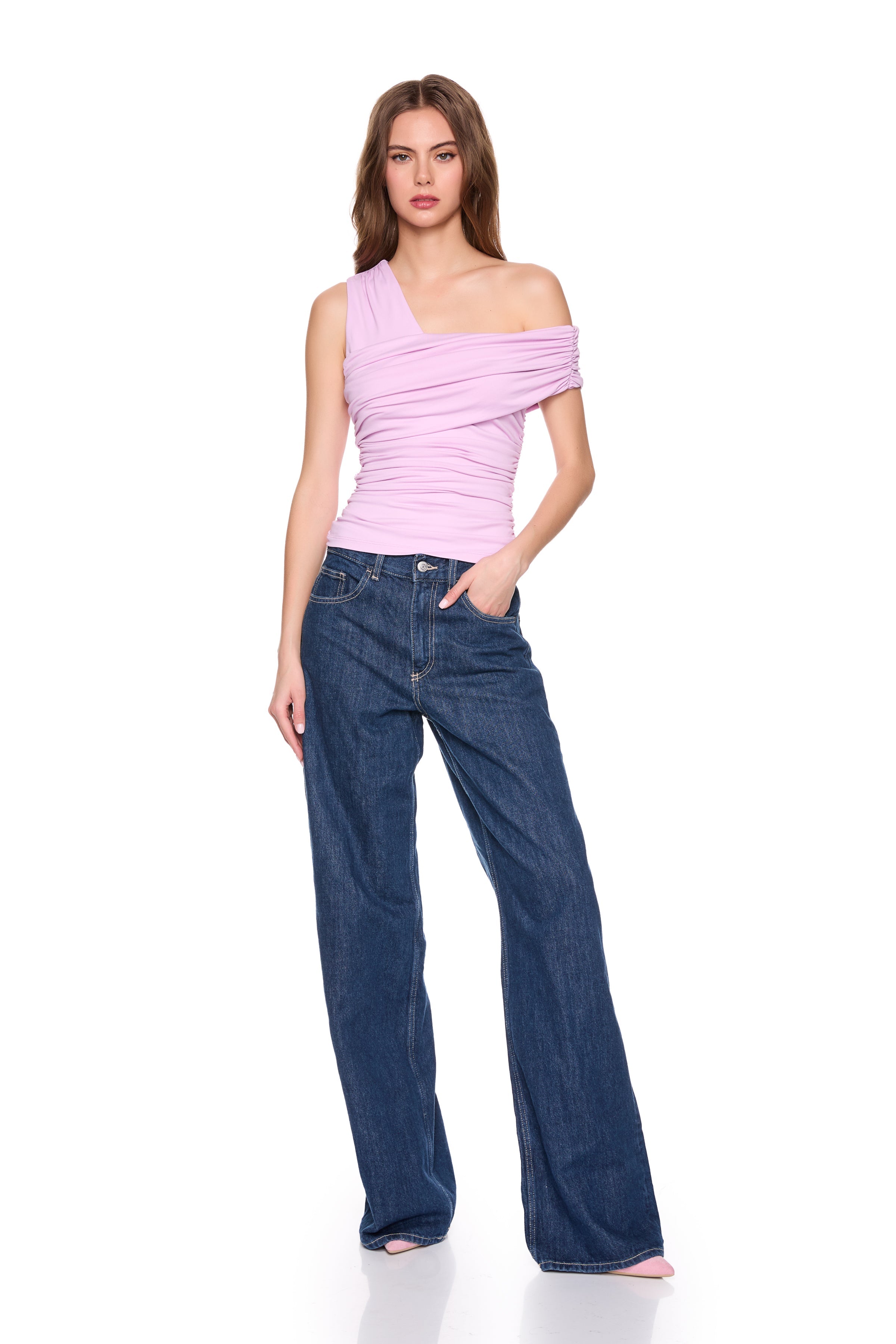 one arm off shoulder top