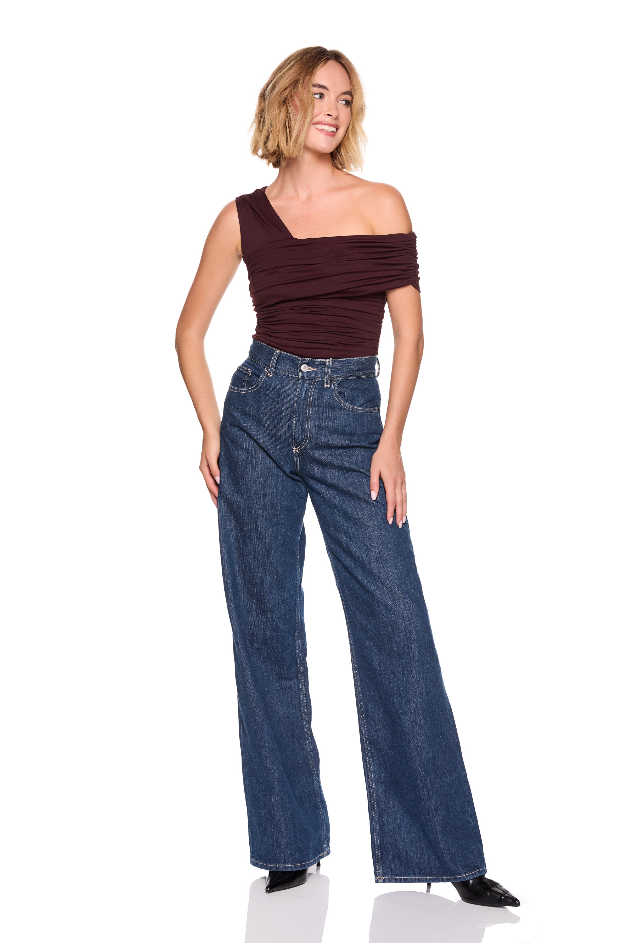 one arm off shoulder top