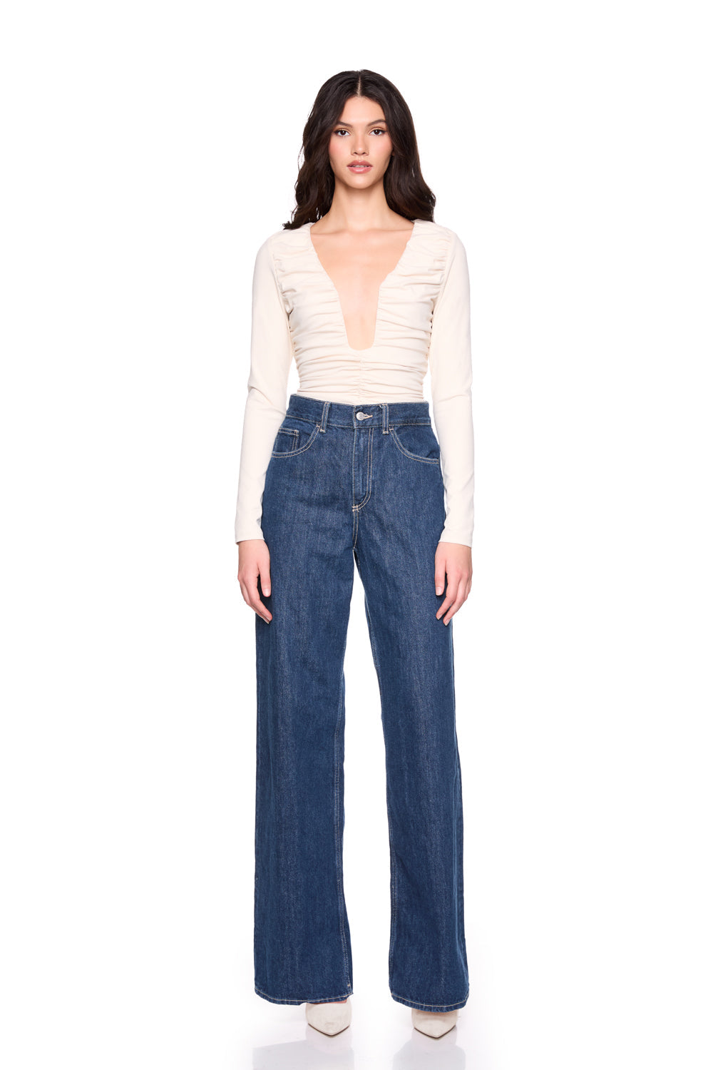 extreme wire gathered longsleeve top