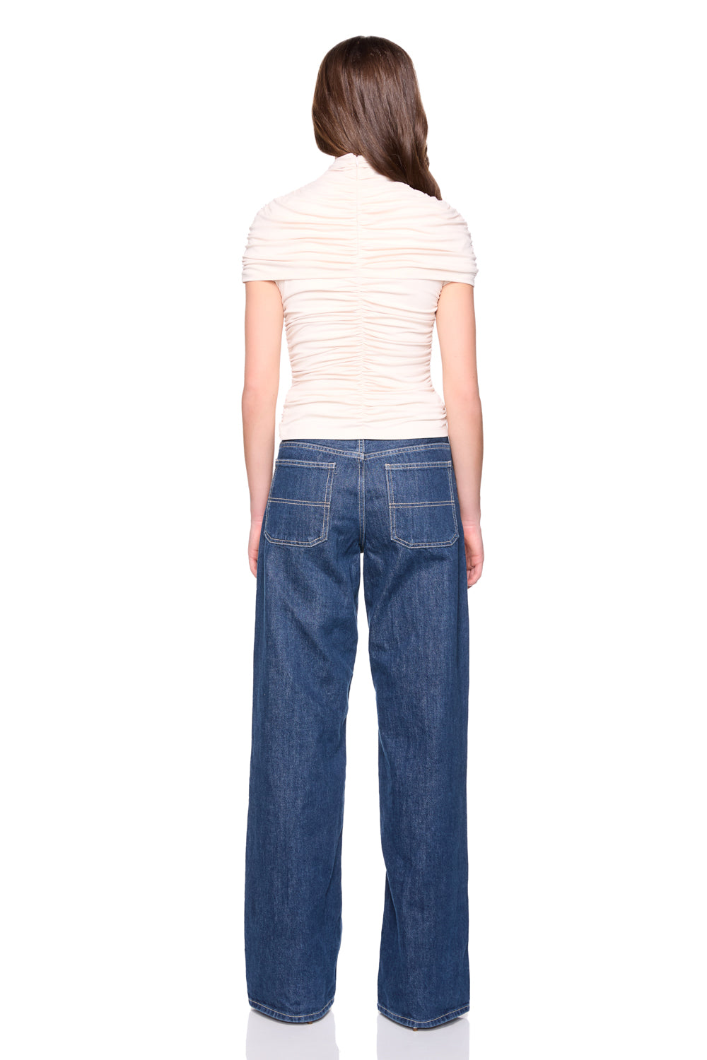 mock neck overlay gathered top