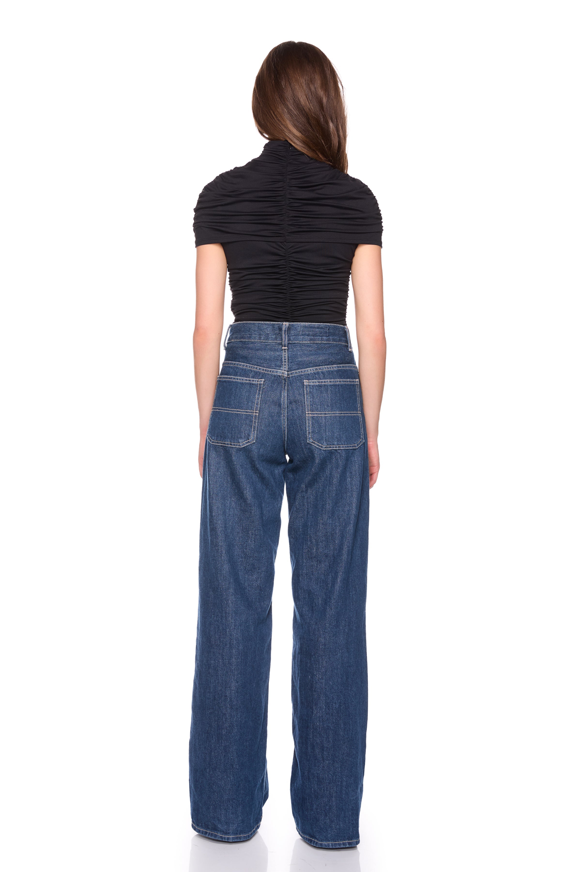 mock neck overlay gathered top