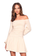 off shoulder poet low waist dress