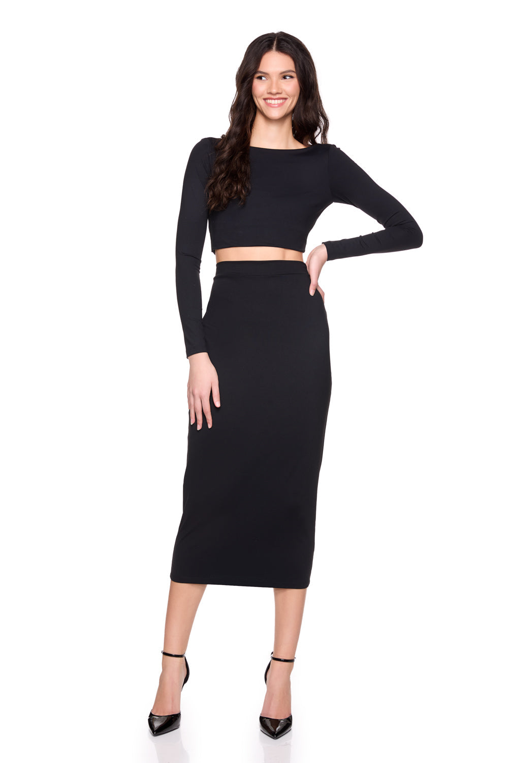 fitted midi skirt