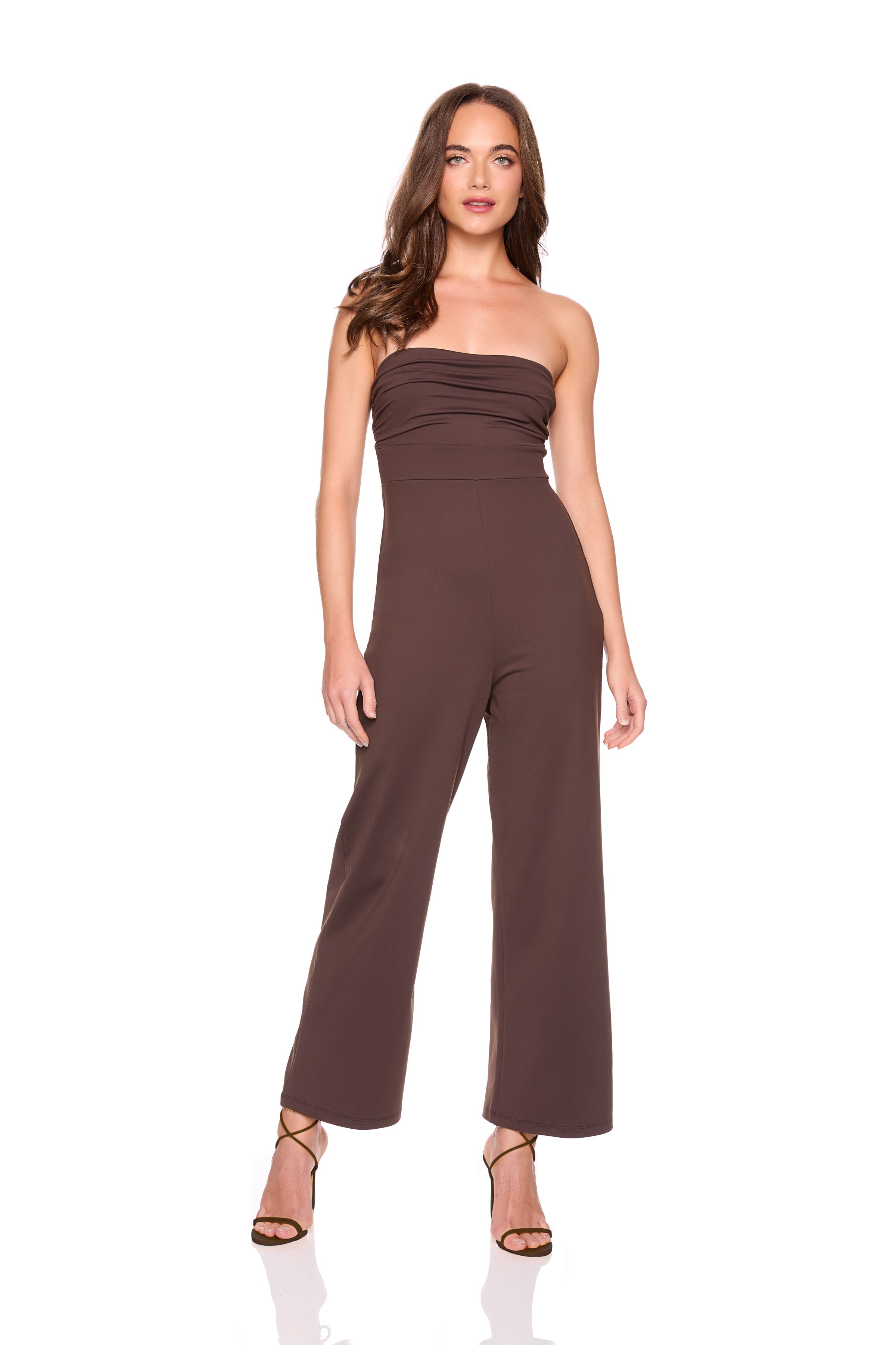strapless gathered top jumpsuit