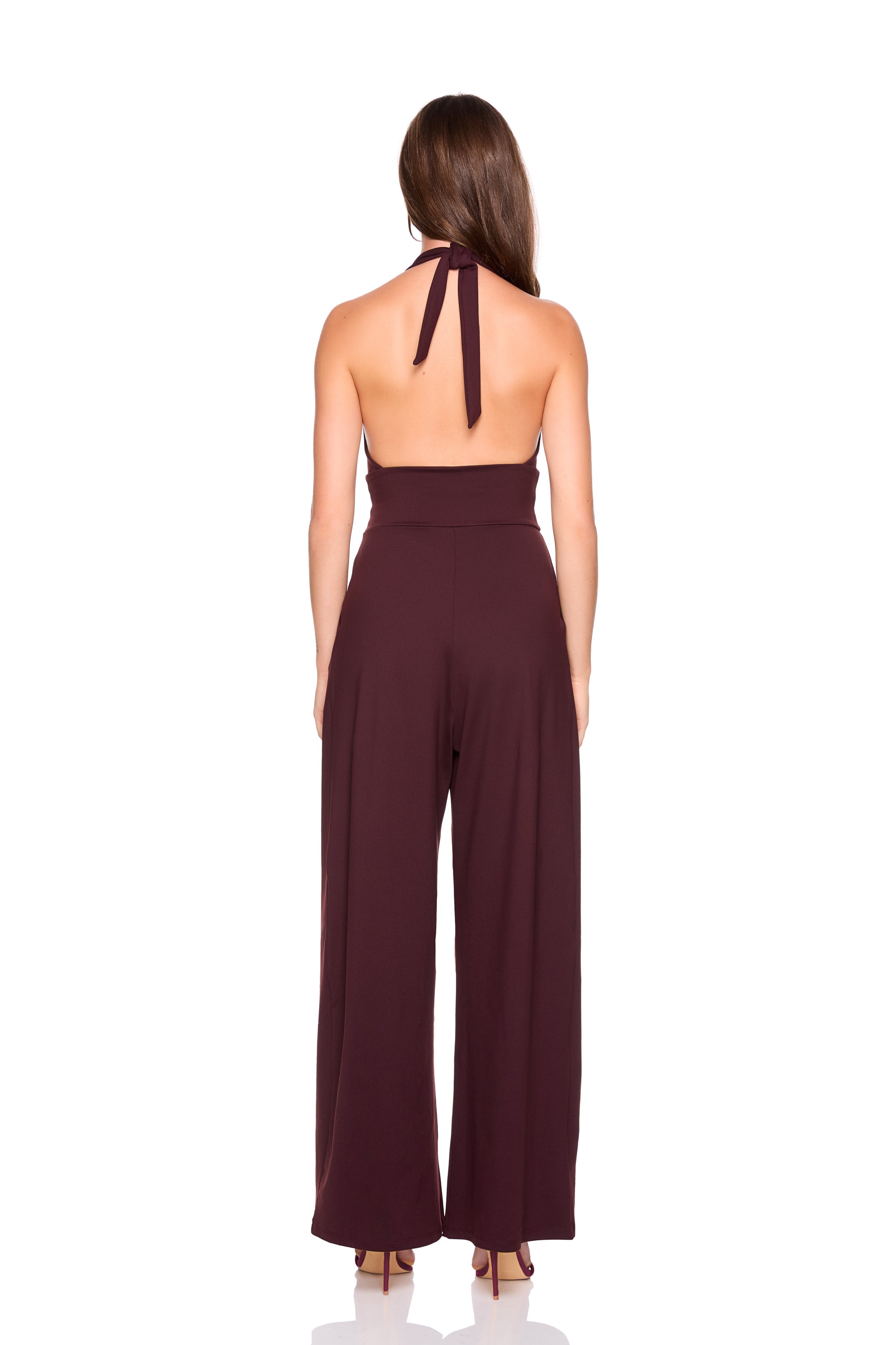 tie halter v jumpsuit