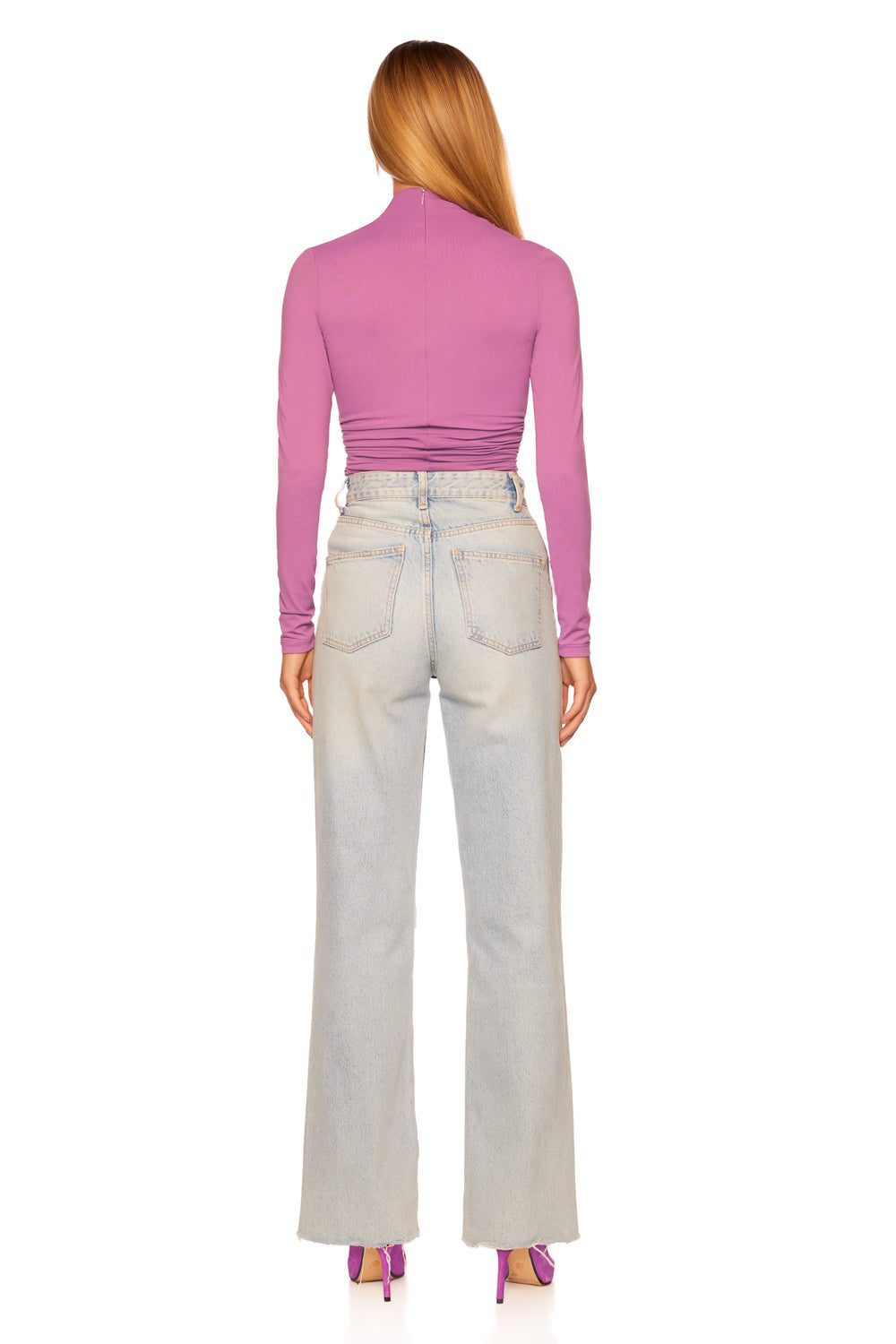 crisscross mock long sleeve top