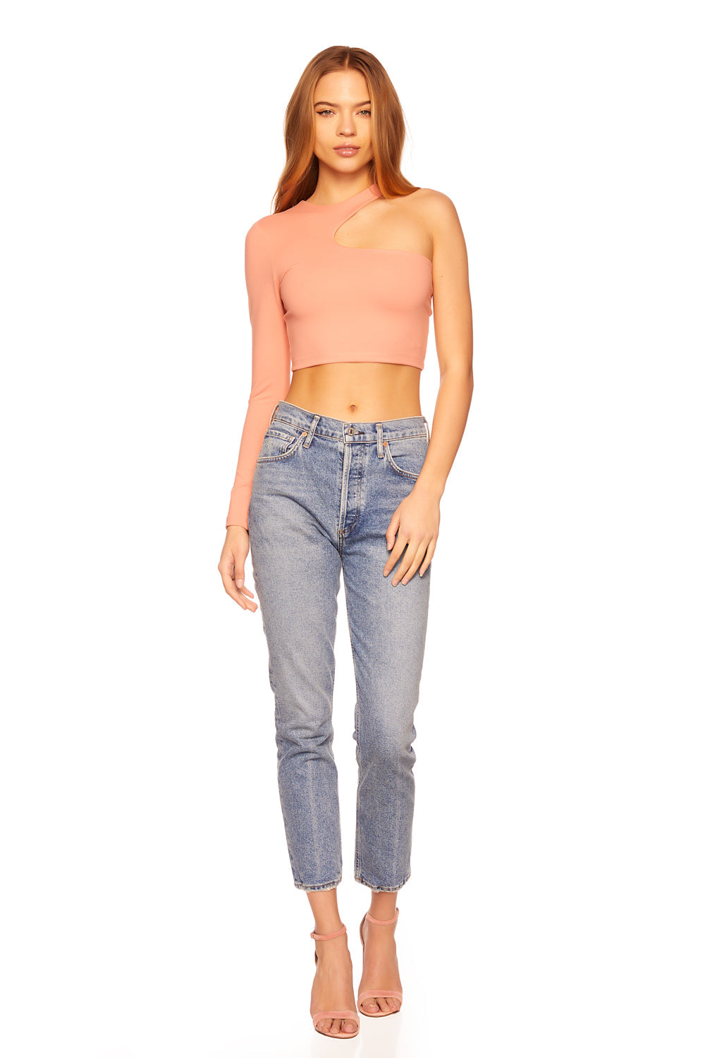 one arm crew cut out top