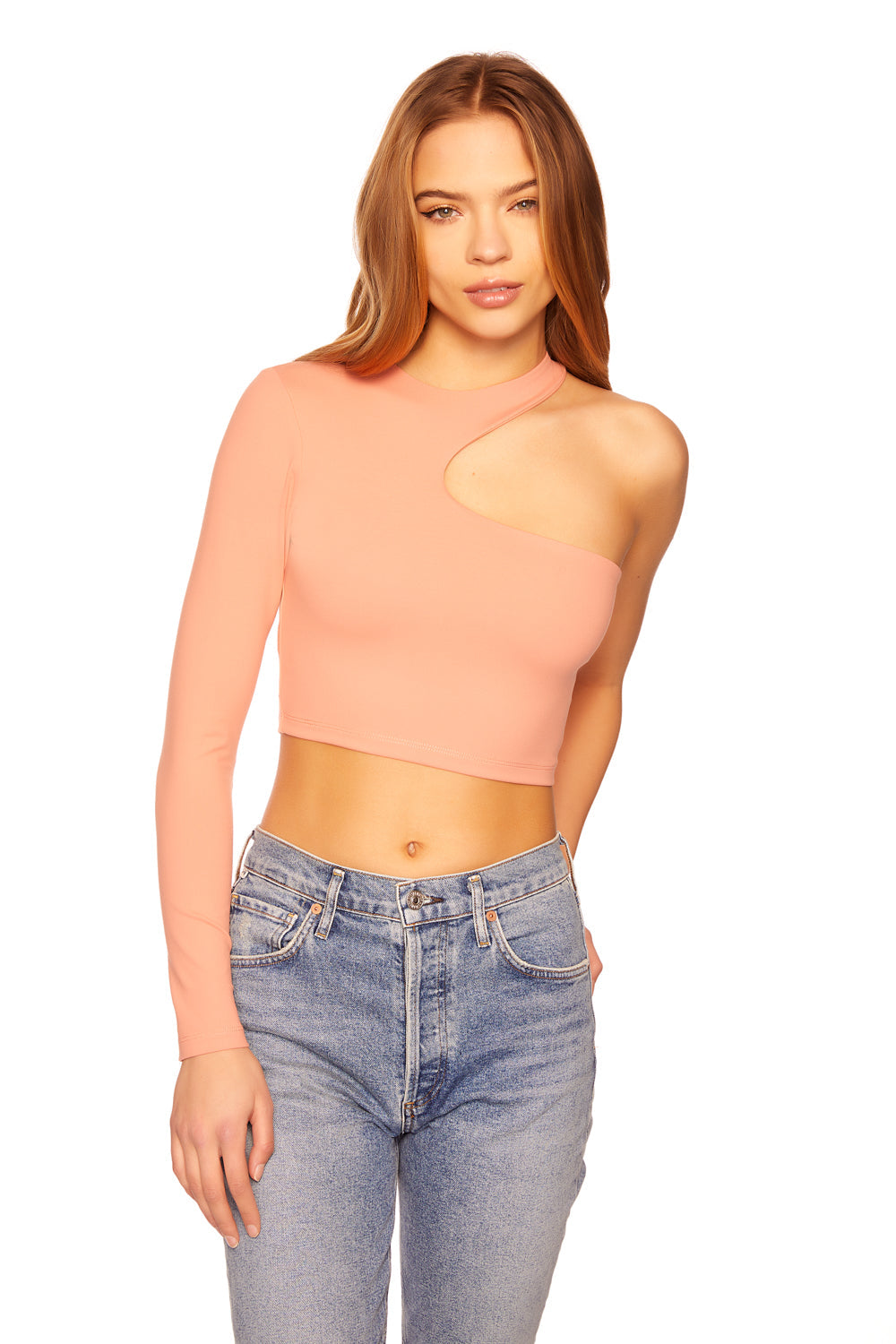 one arm crew cut out top