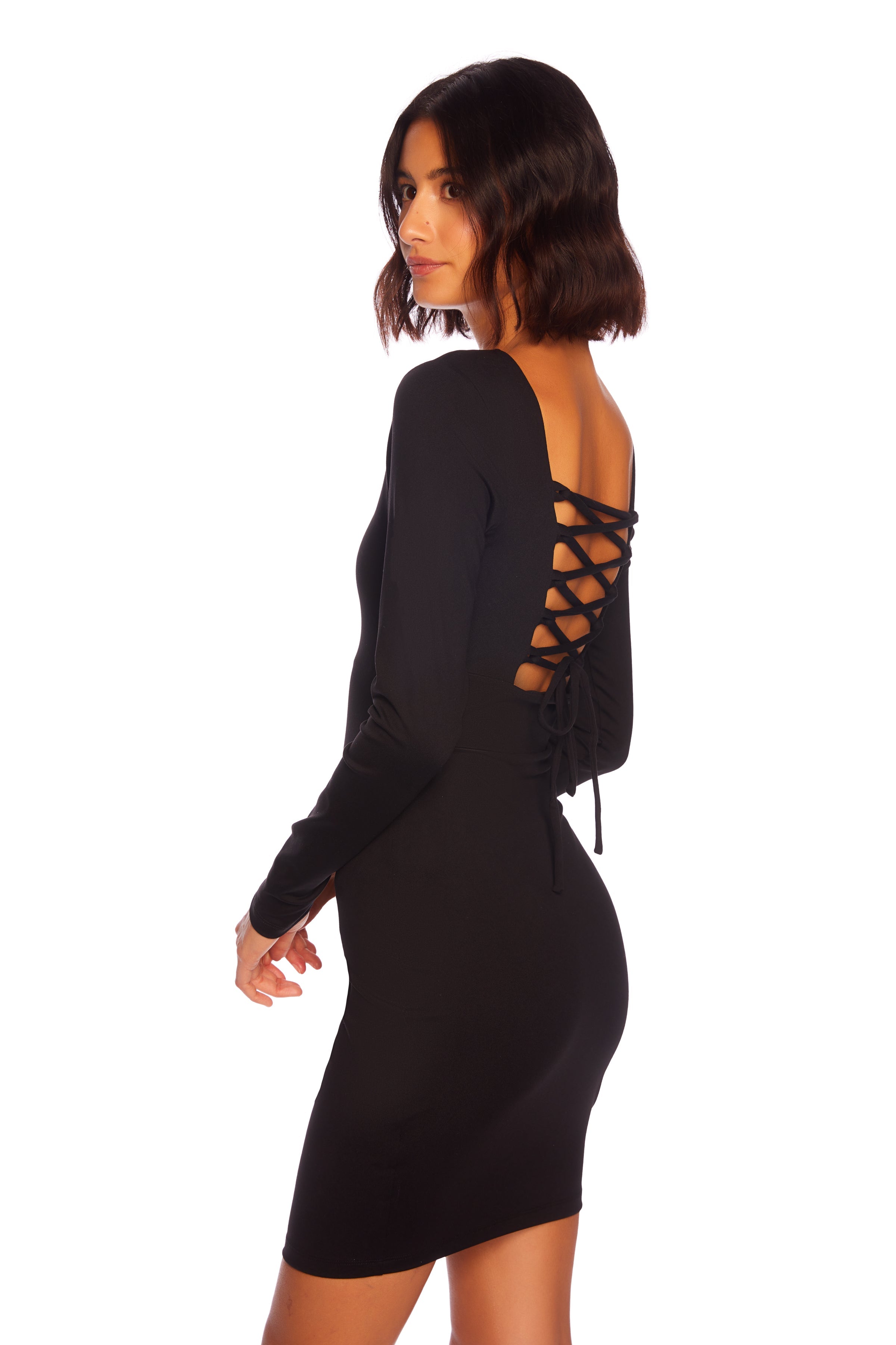 crossback long sleeve dress